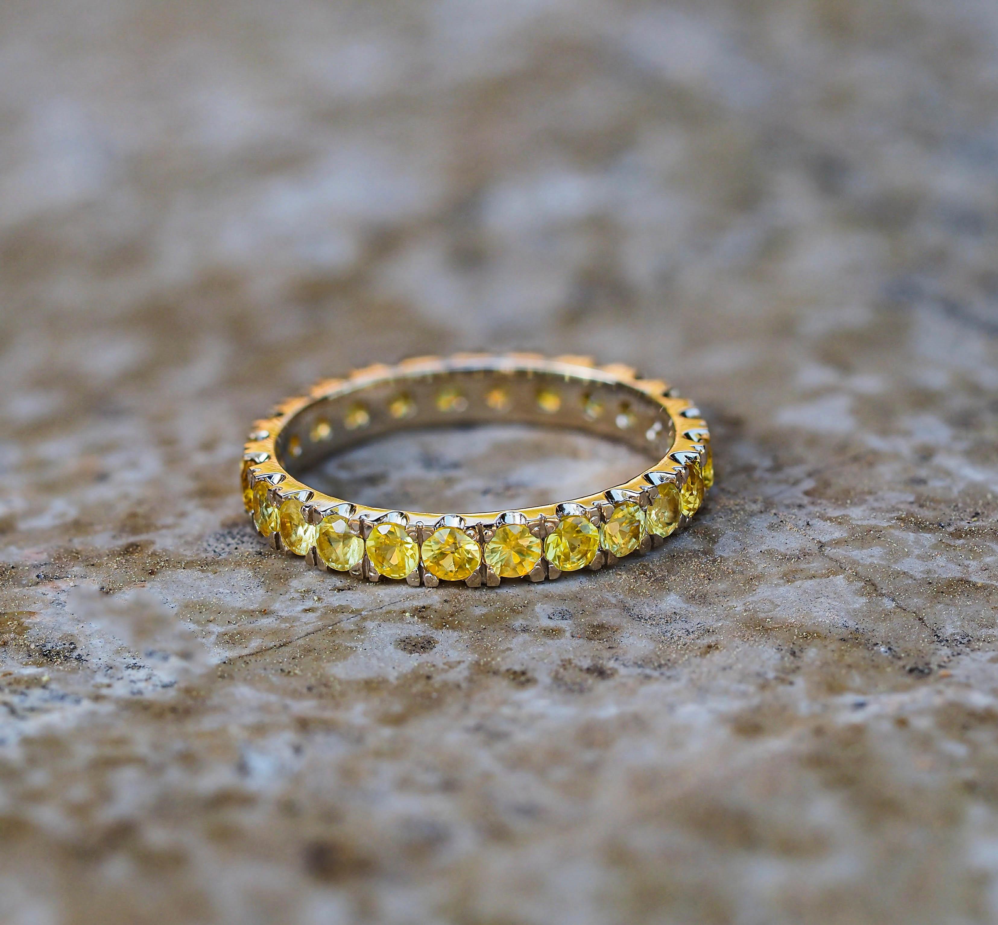 For Sale:  14k Gold Eternity Ring with Sapphires 11