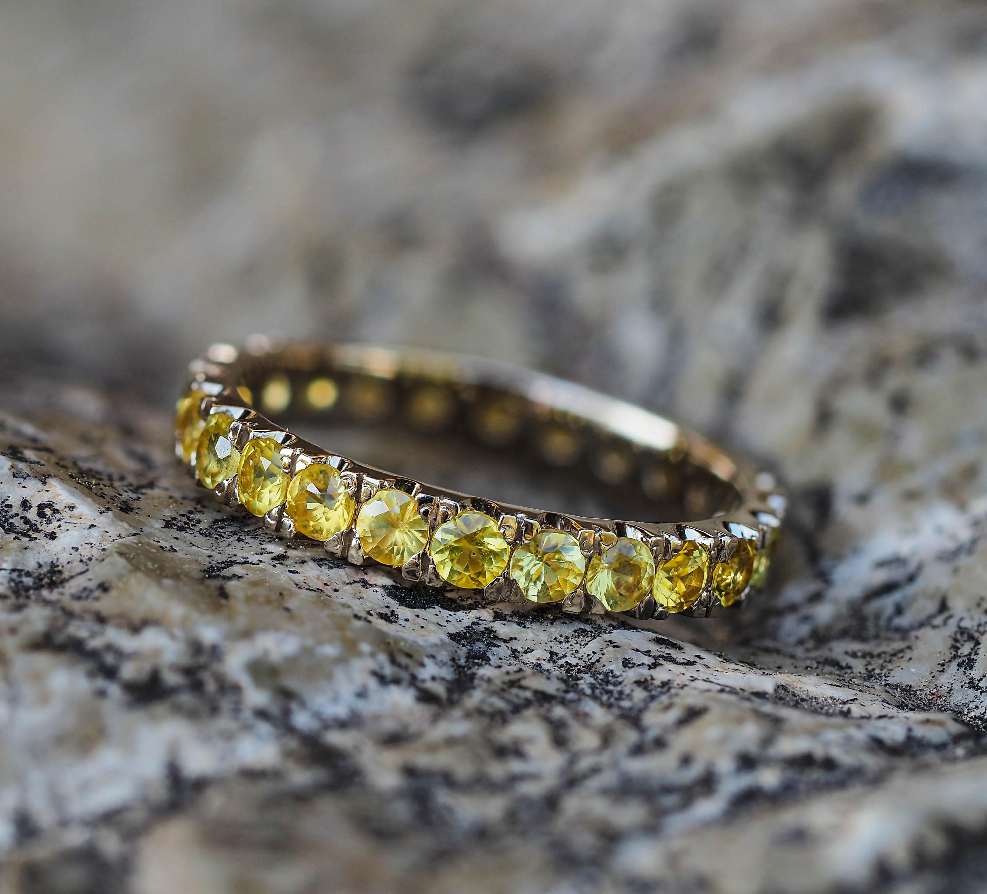 For Sale:  14k Gold Eternity Ring with Sapphires 12