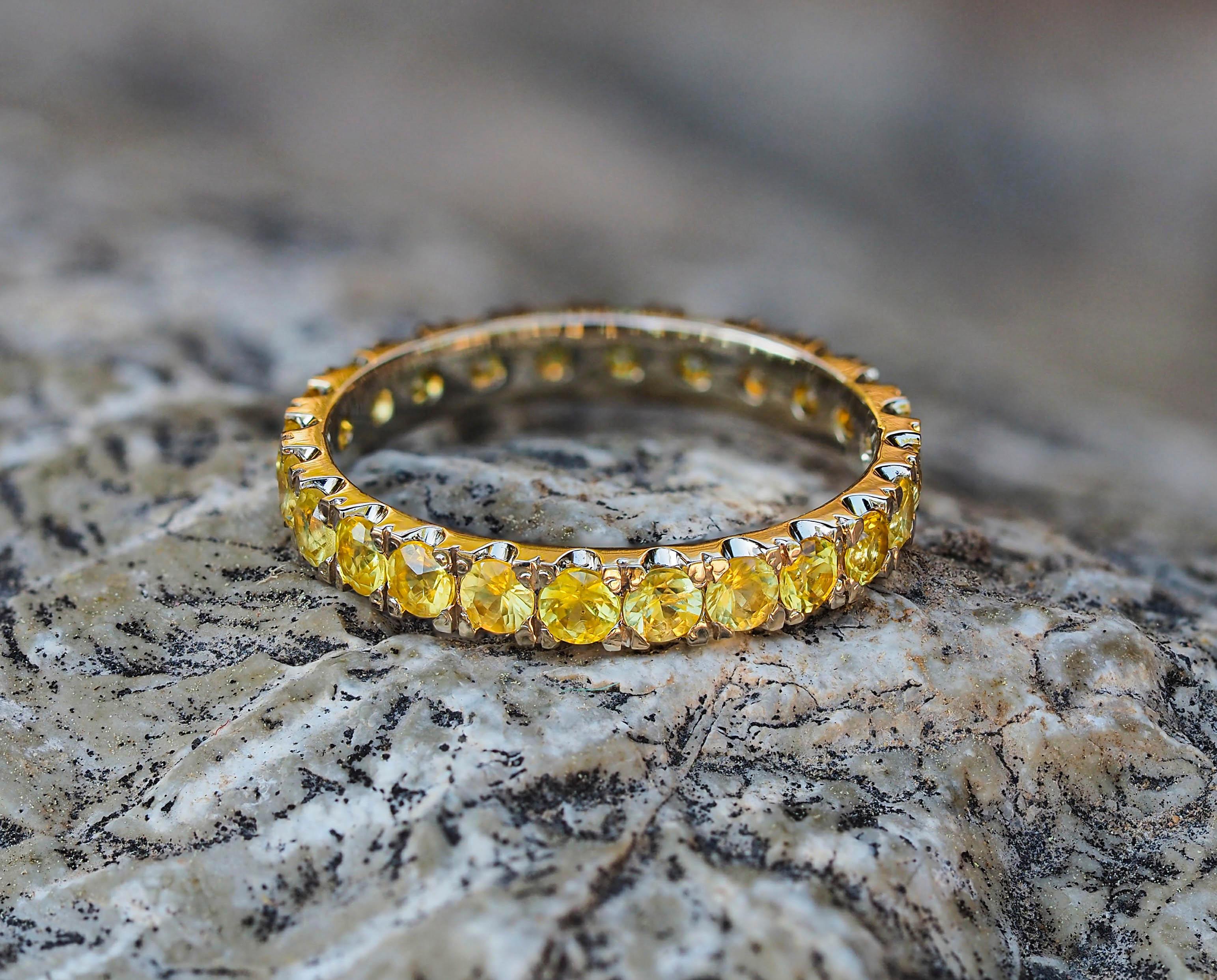 For Sale:  14k Gold Eternity Ring with Sapphires 13