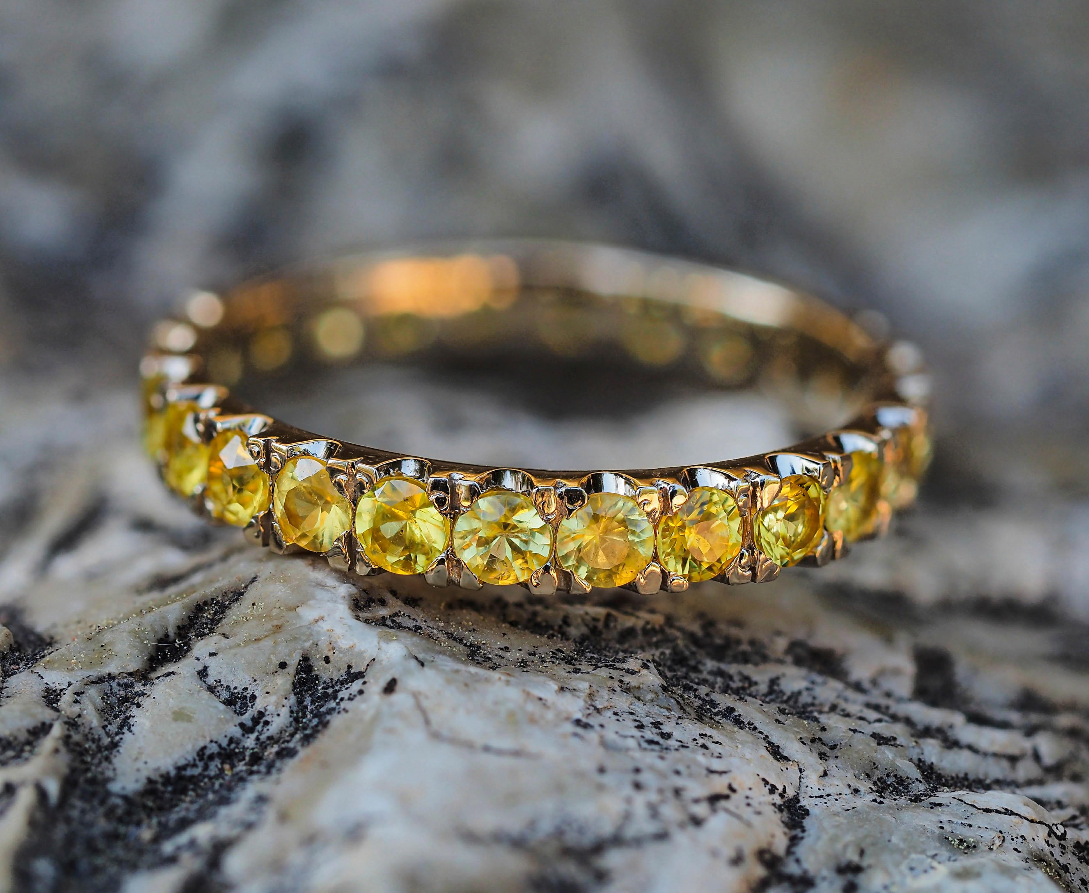 For Sale:  14k Gold Eternity Ring with Sapphires 14