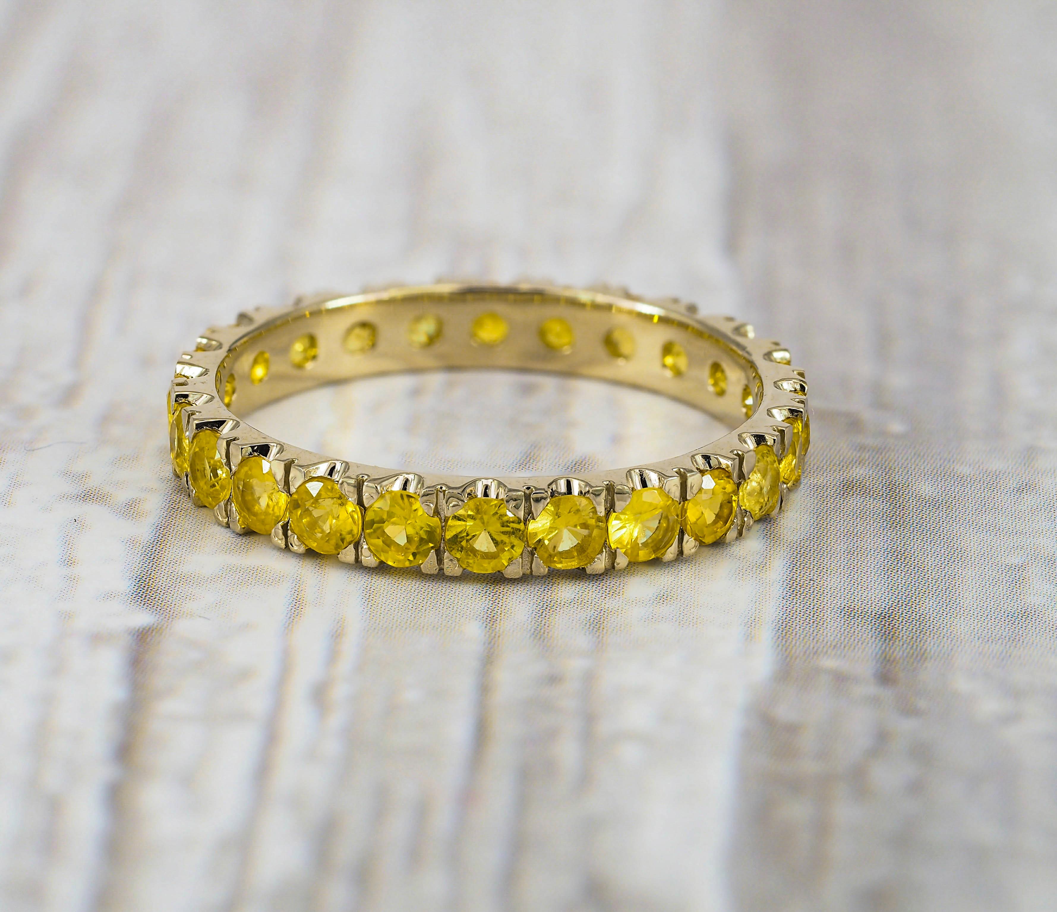 For Sale:  14k Gold Eternity Ring with Sapphires 15