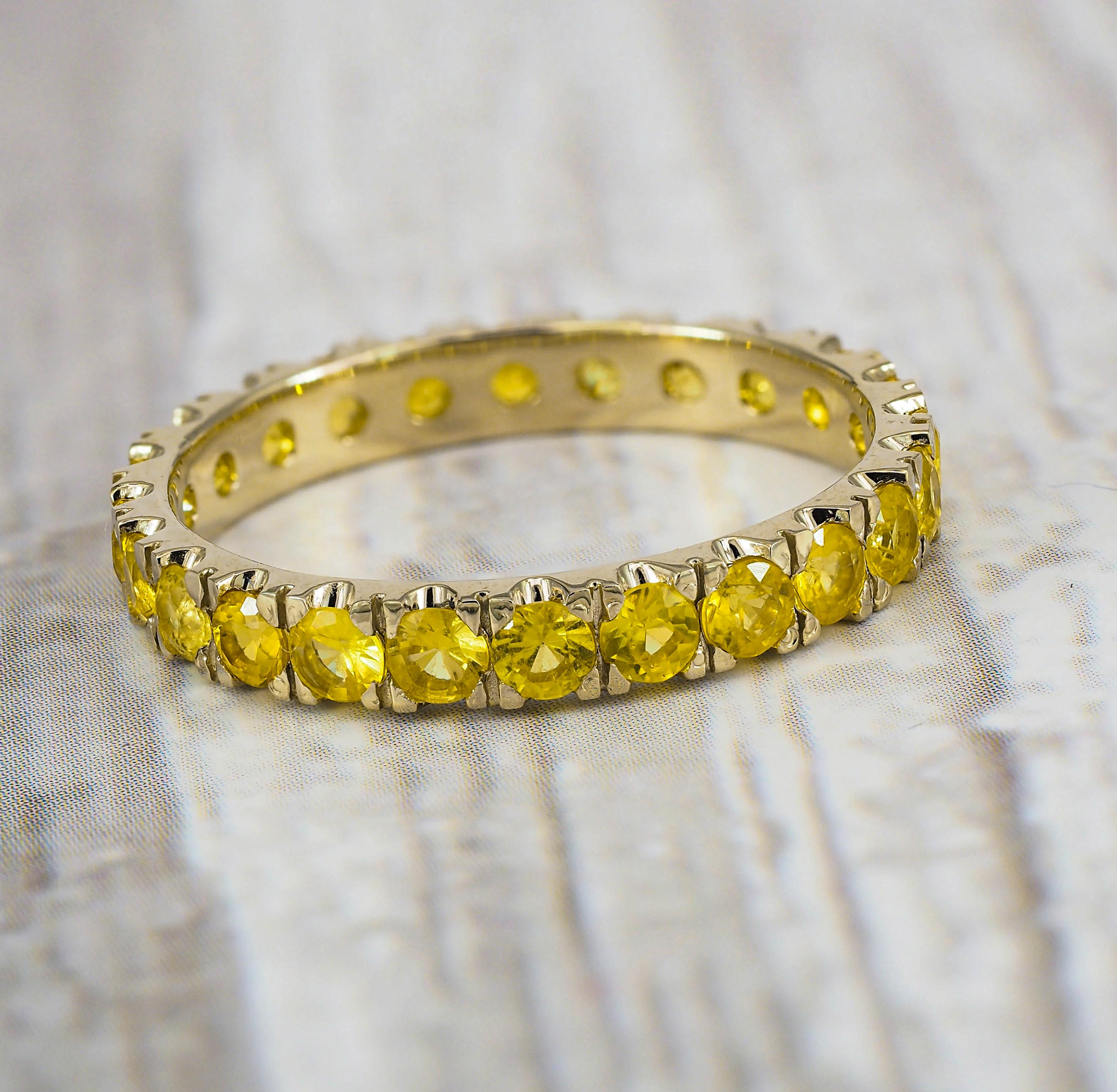 For Sale:  14k Gold Eternity Ring with Sapphires 16