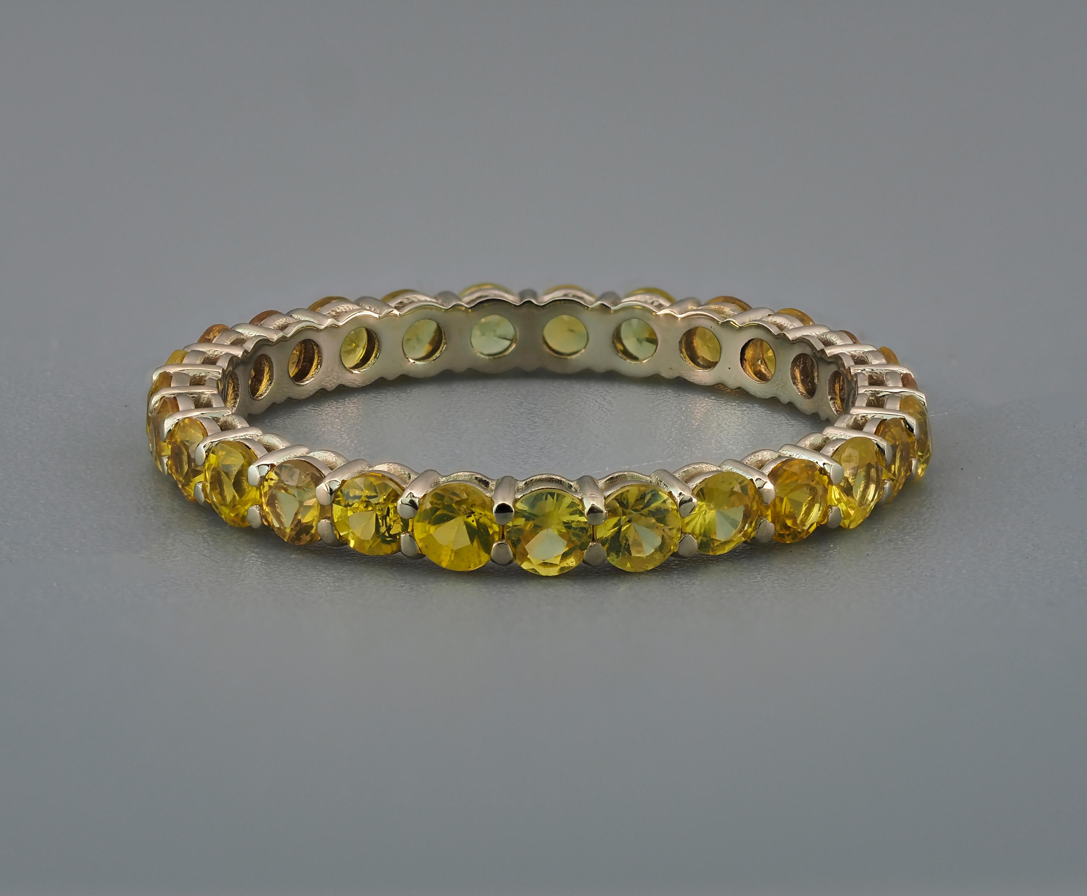 For Sale:  14k Gold Eternity Ring with Sapphires 17