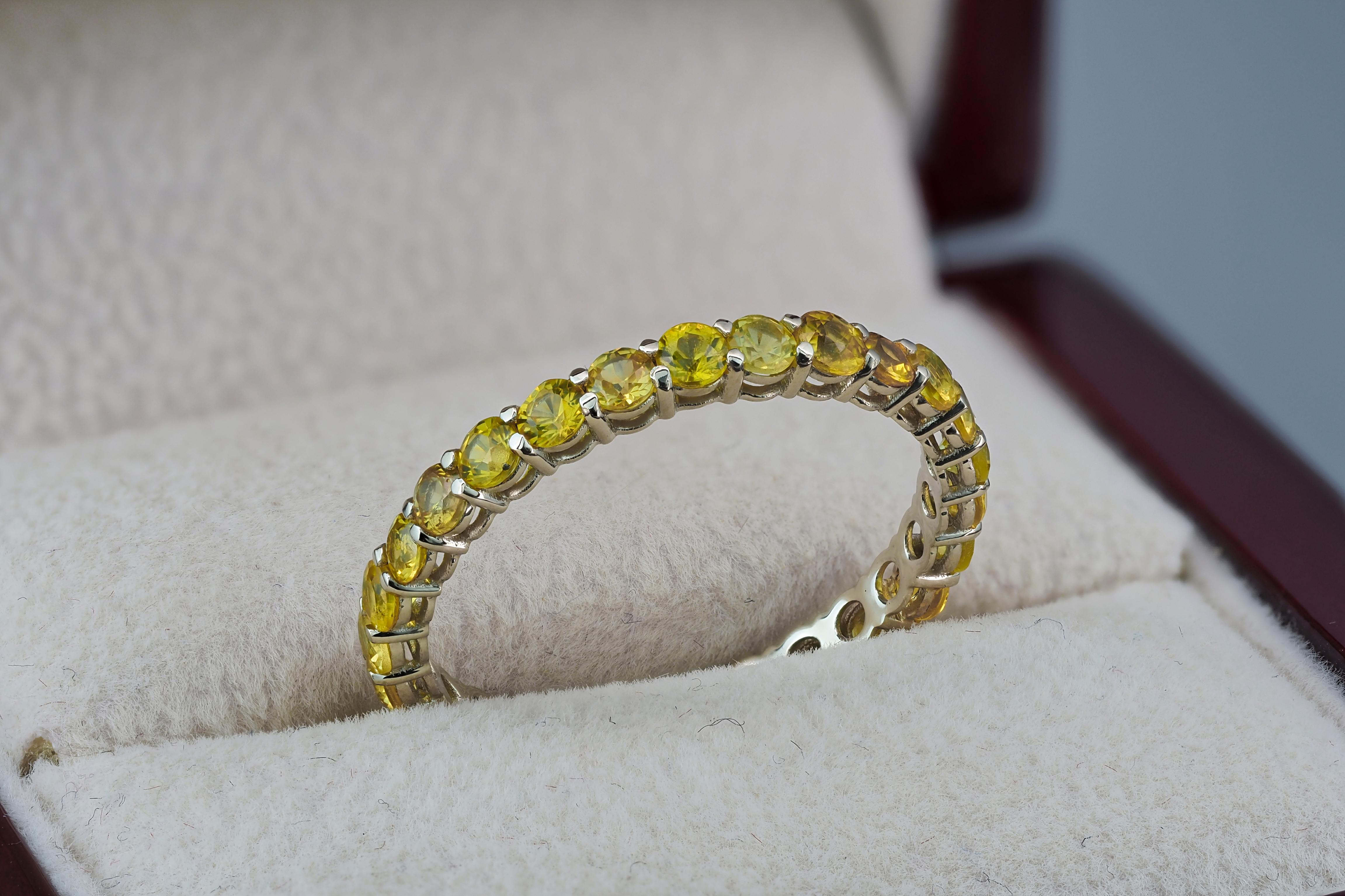 For Sale:  14k Gold Eternity Ring with Sapphires 18