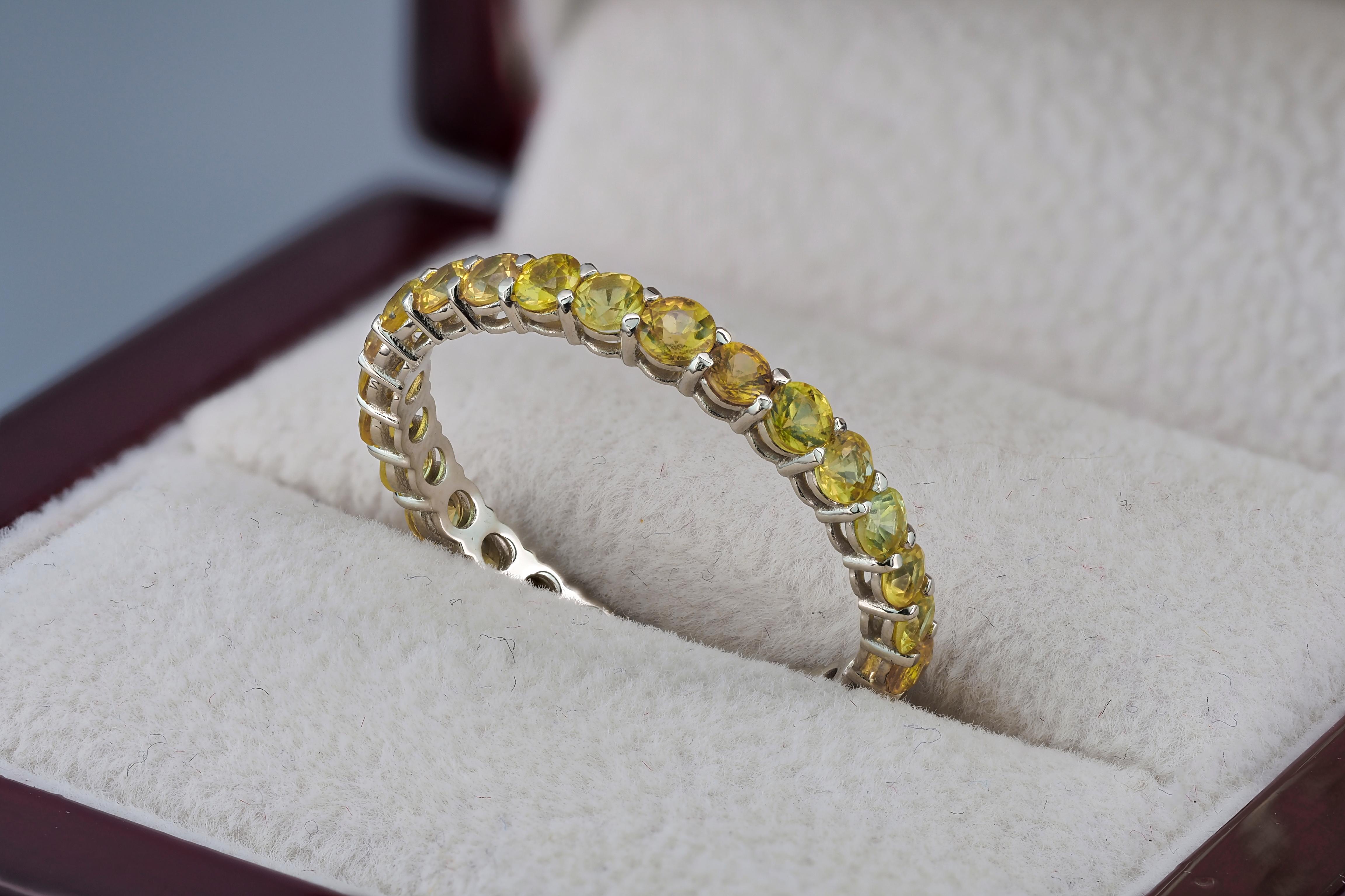 For Sale:  14k Gold Eternity Ring with Sapphires 19