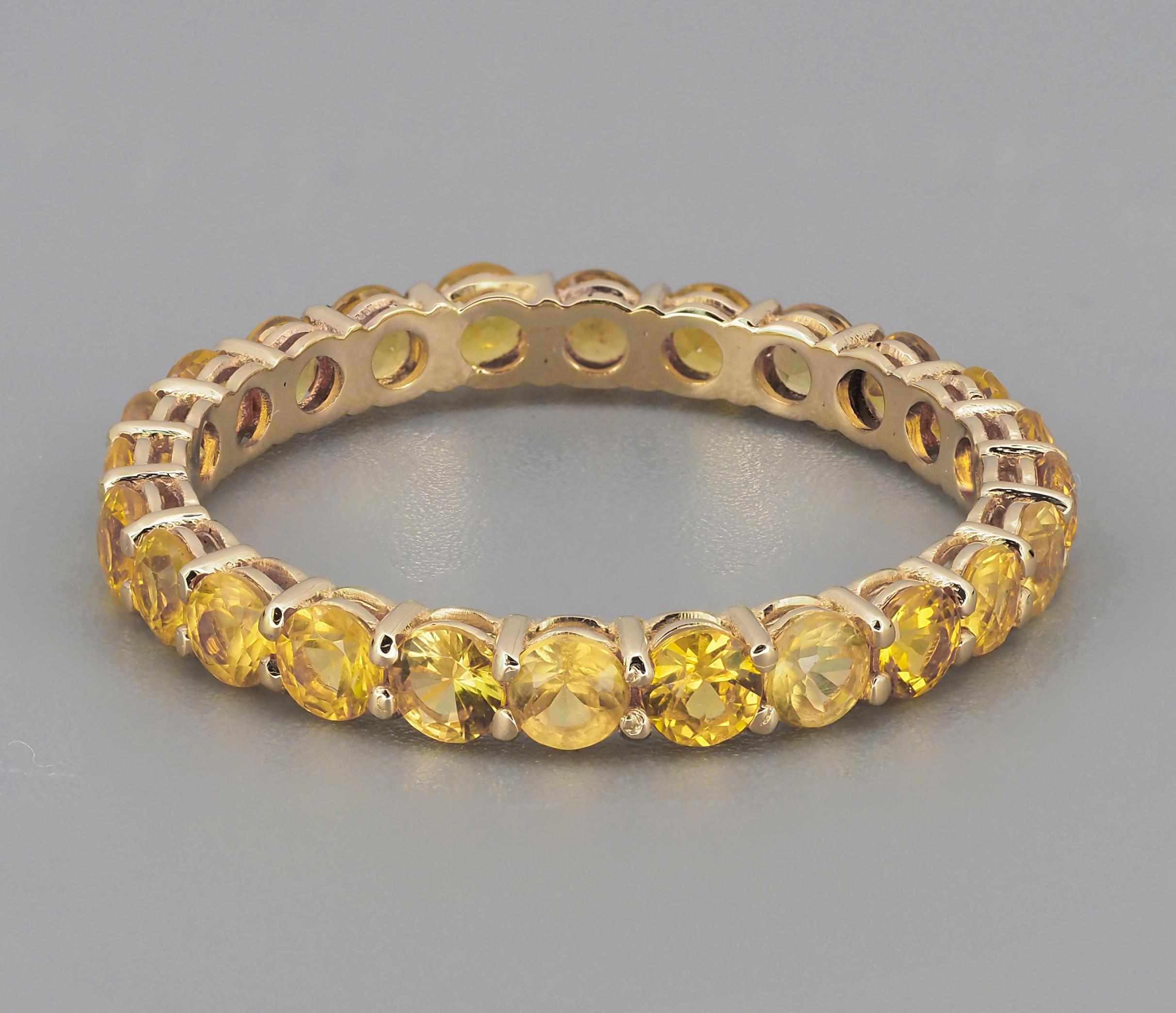 For Sale:  14k Gold Eternity Ring with Sapphires 2