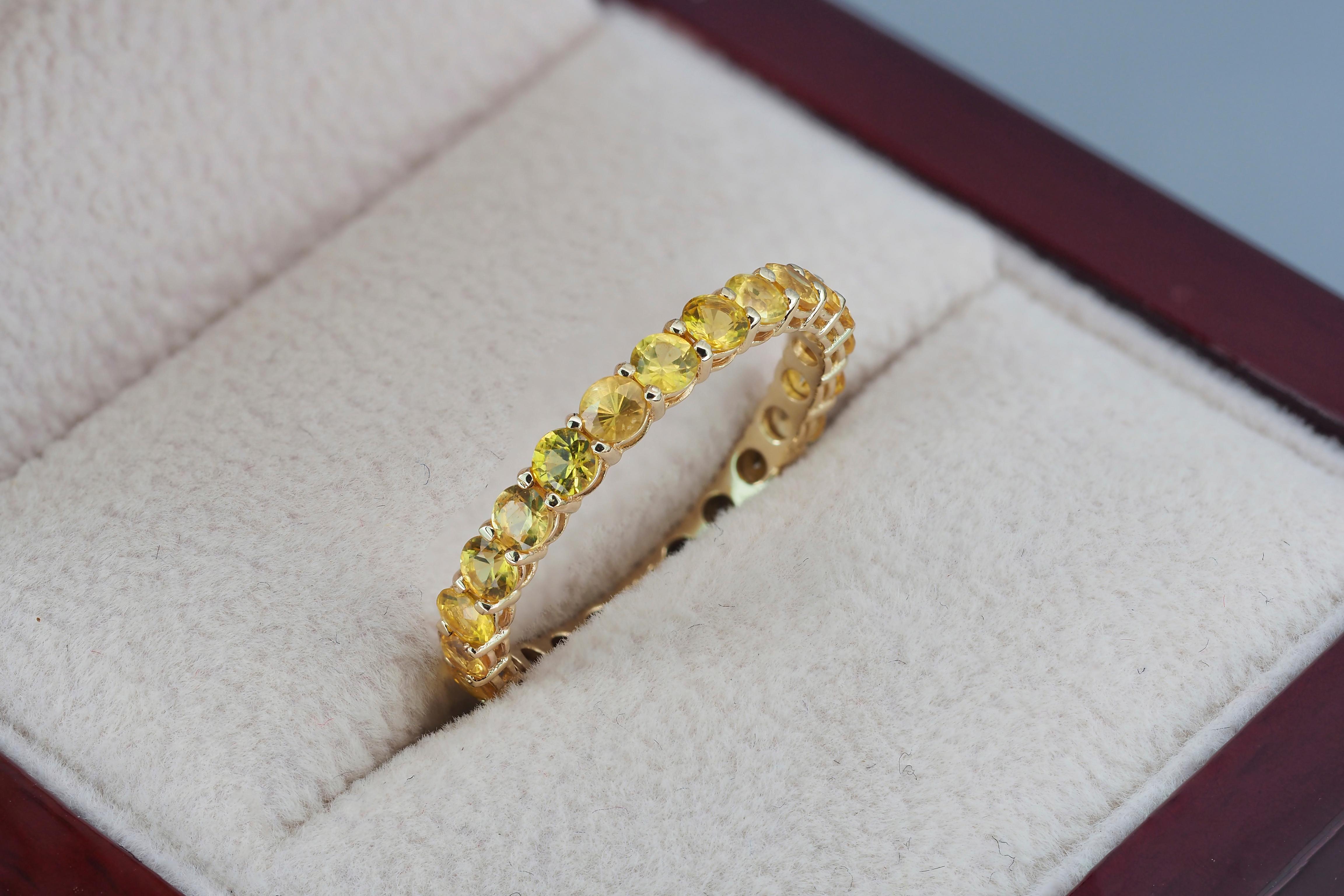 For Sale:  14k Gold Eternity Ring with Sapphires 6