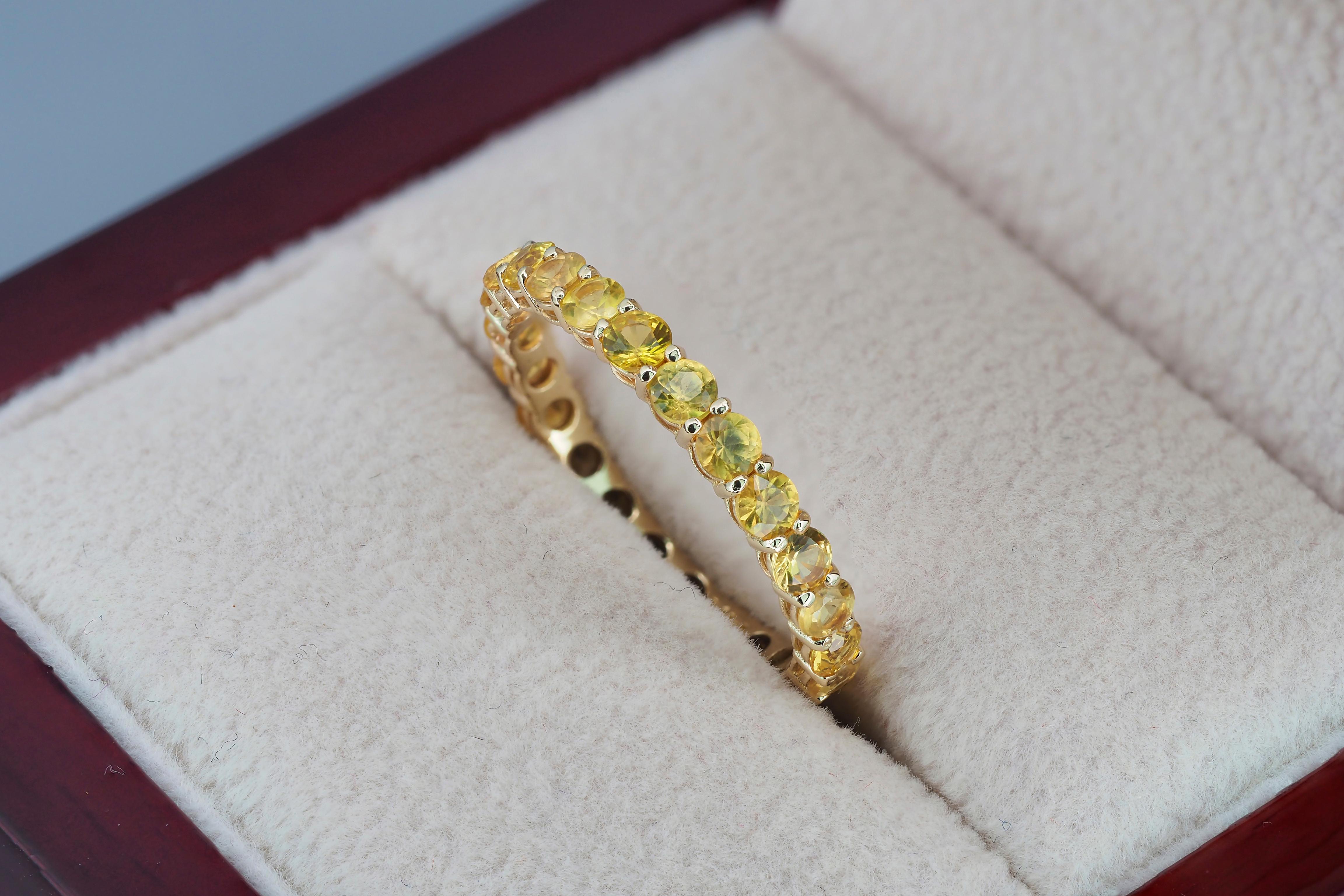 For Sale:  14k Gold Eternity Ring with Sapphires 7