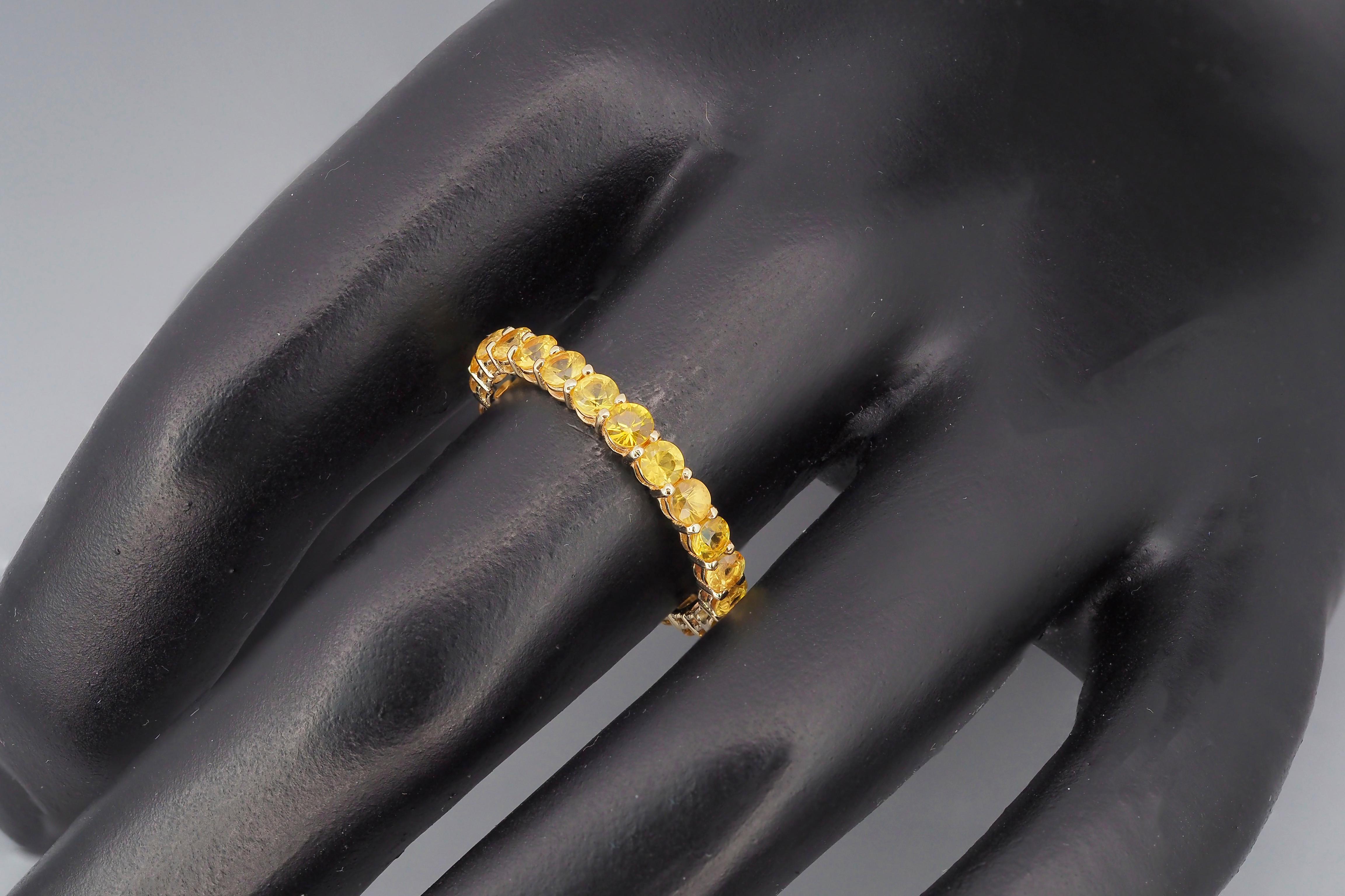For Sale:  14k Gold Eternity Ring with Sapphires 8