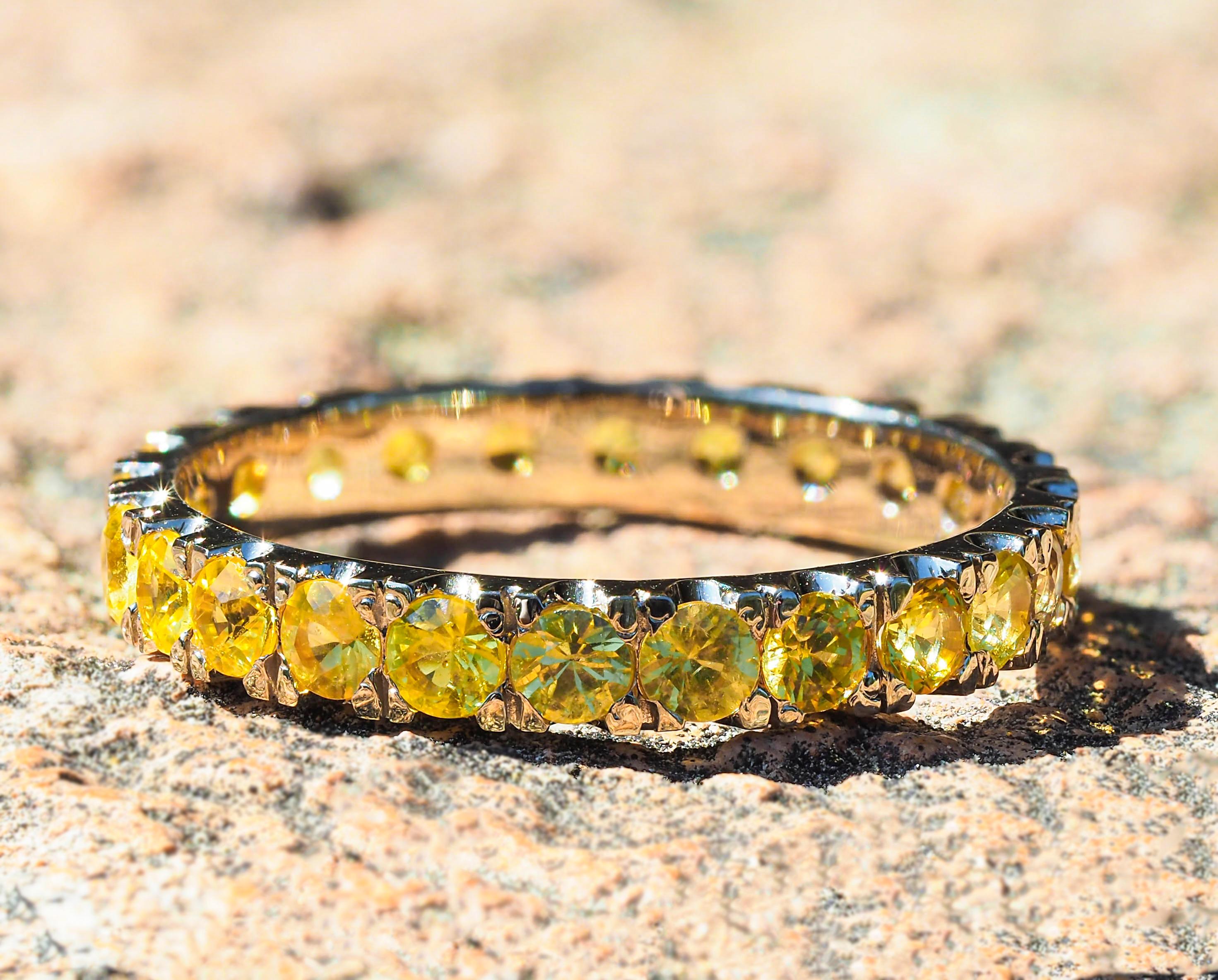 For Sale:  14k Gold Eternity Ring with Sapphires 9