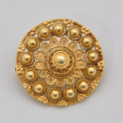 Early 20th Century Etruscan Revival 14K Gold Cannetille Brooch