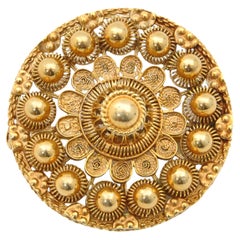 Etruscan Revival 14K Gold Cannetille Brooch