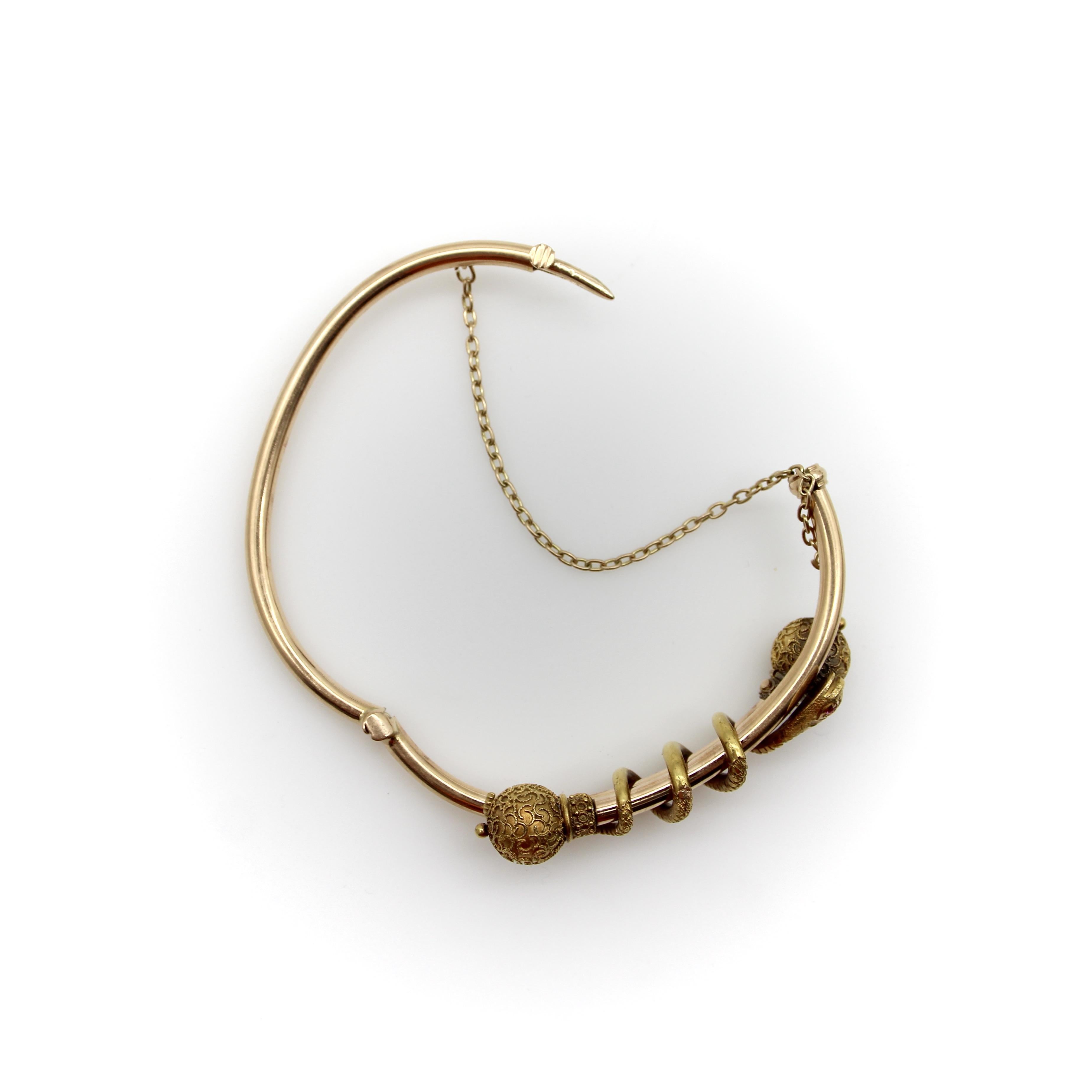 14K Gold Etruscan Revival Snake Bypass Bracelet 1