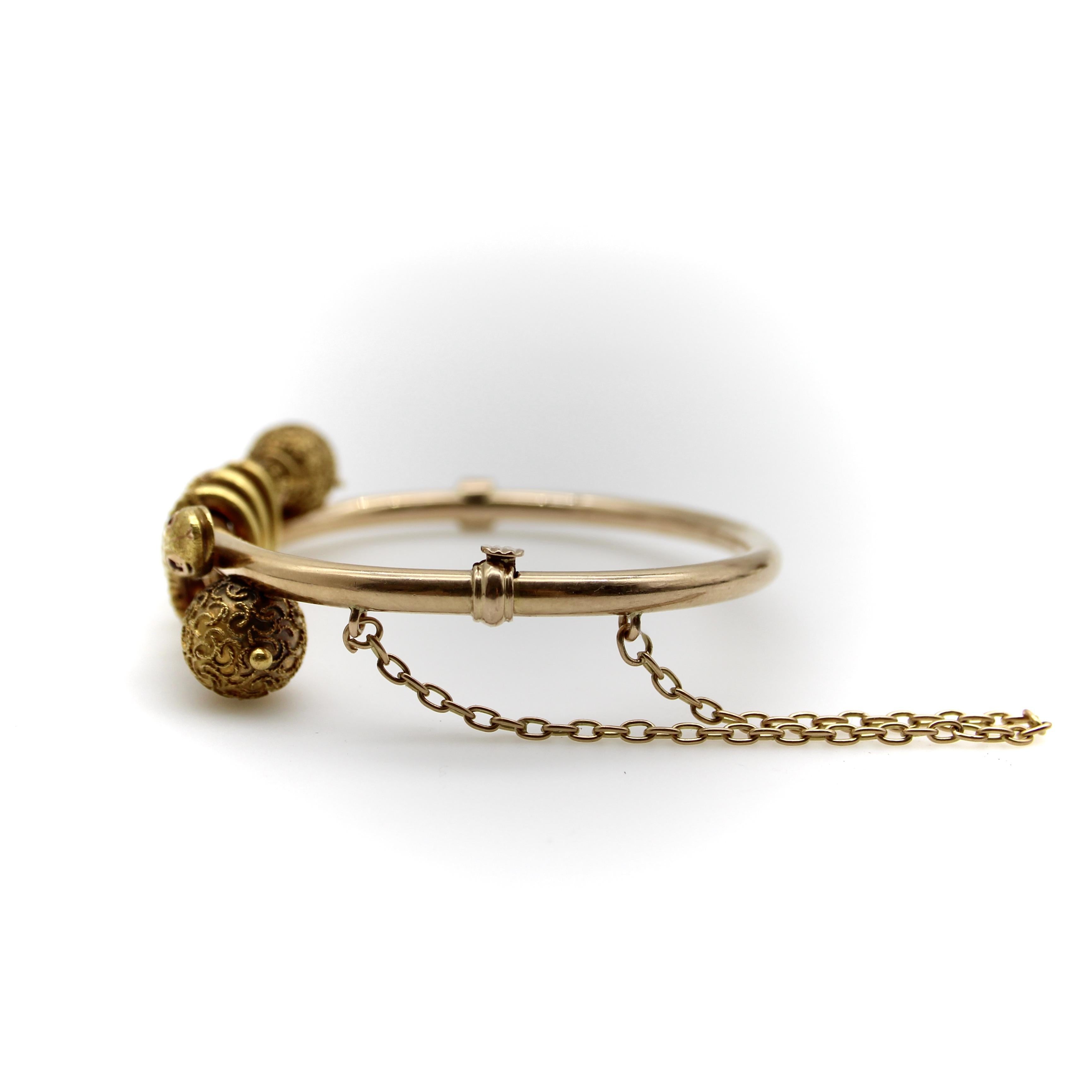 14K Gold Etruscan Revival Snake Bypass Bracelet 2