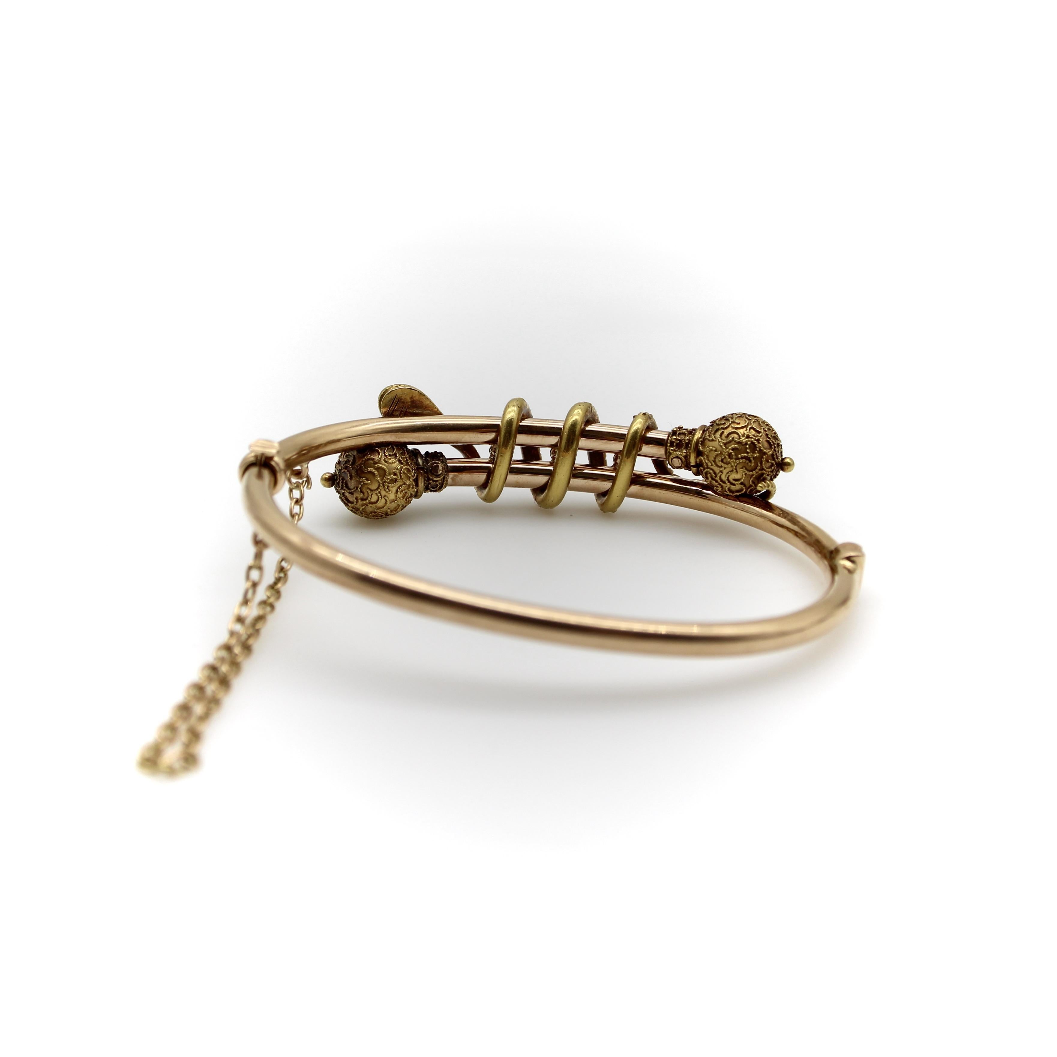 14K Gold Etruscan Revival Snake Bypass Bracelet 3