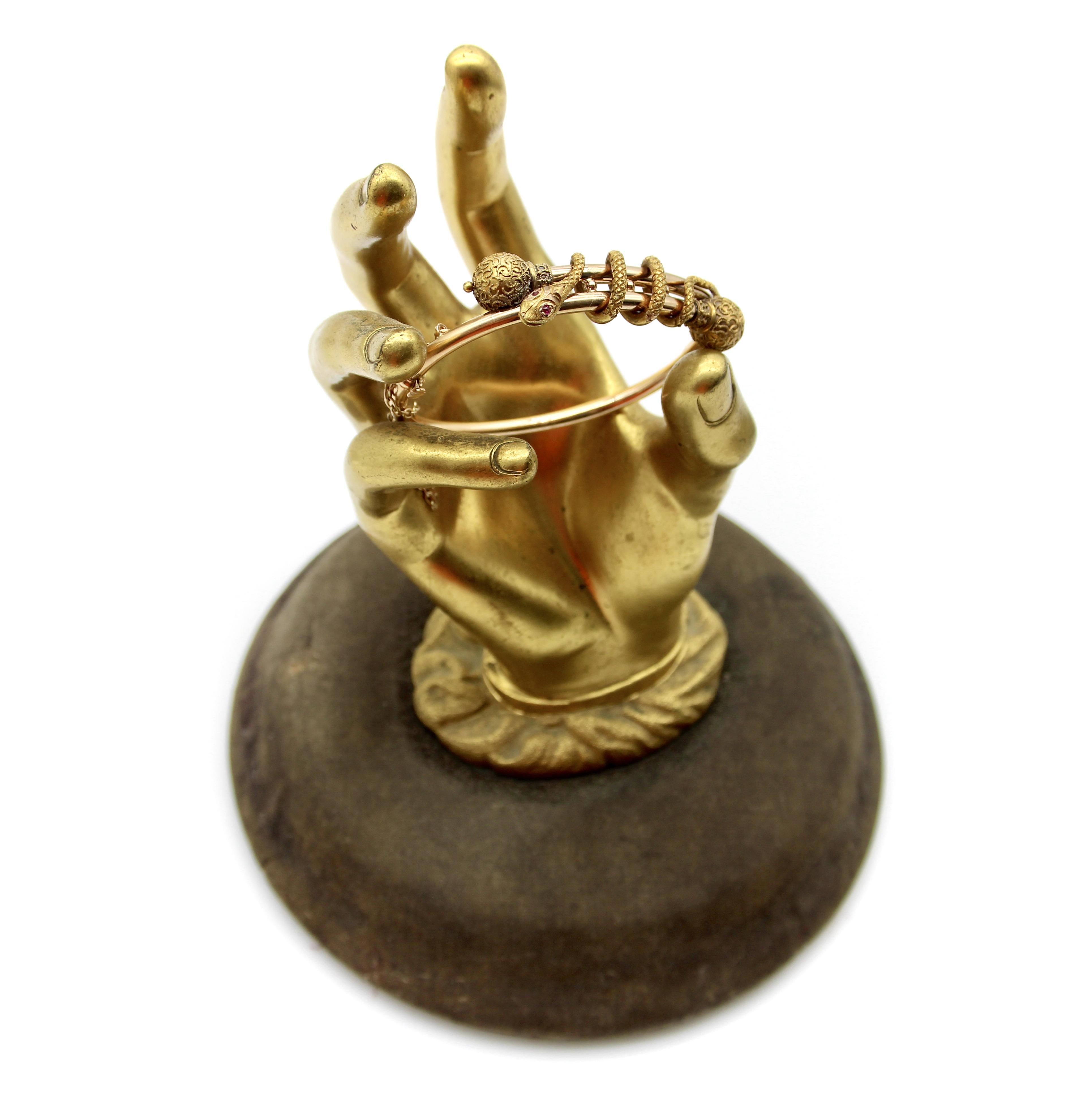 14K Gold Etruscan Revival Snake Bypass Bracelet 4