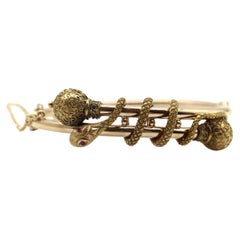 14K Gold Etruscan Revival Snake Bypass Bracelet