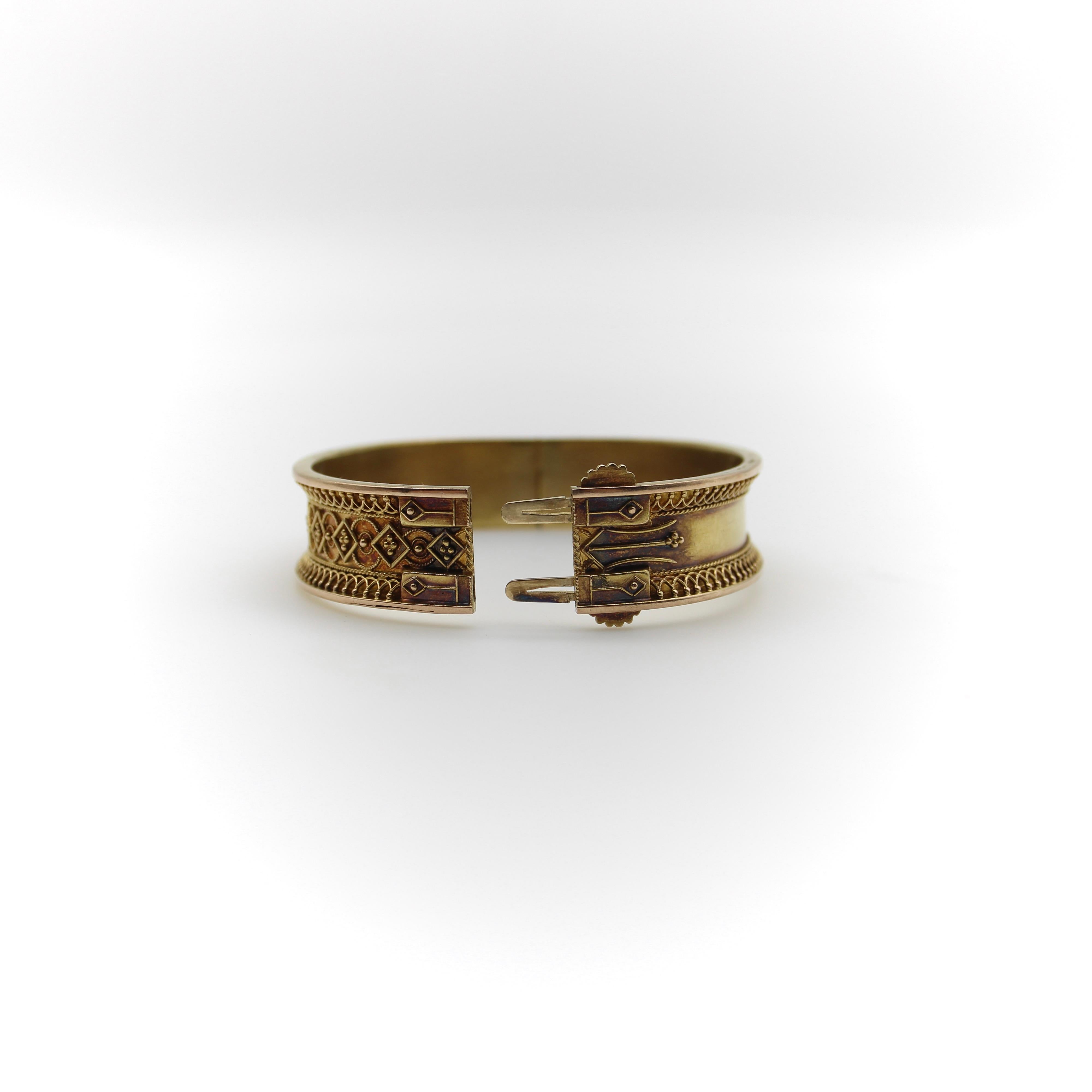 14K Gold Etruscan Revival Wirework Bracelet en Bueno estado para la venta en Venice, CA