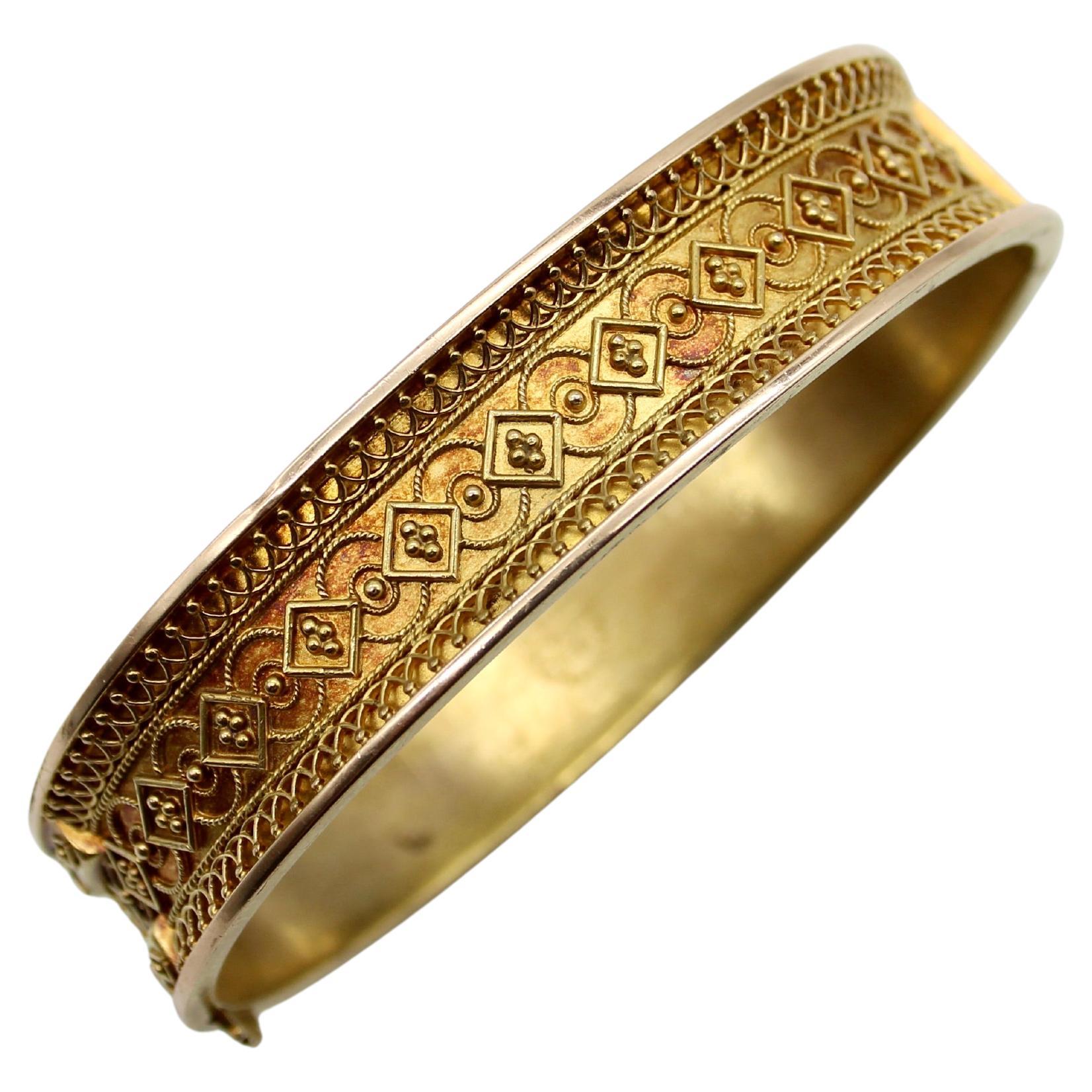 14K Gold Etruscan Revival Wirework Bracelet