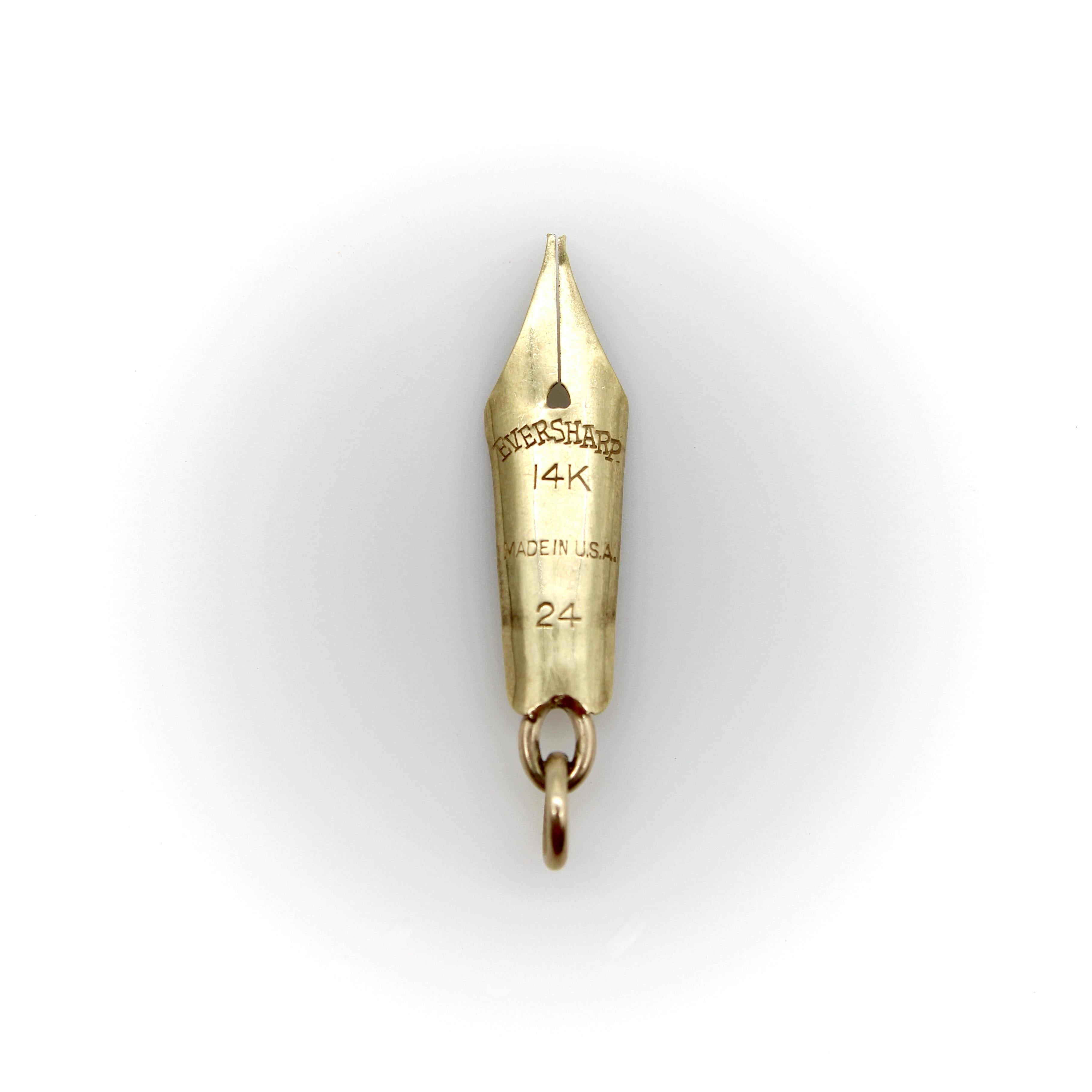 Rétro Pendentif ou breloque en or 14K pour stylo Eversharp en vente