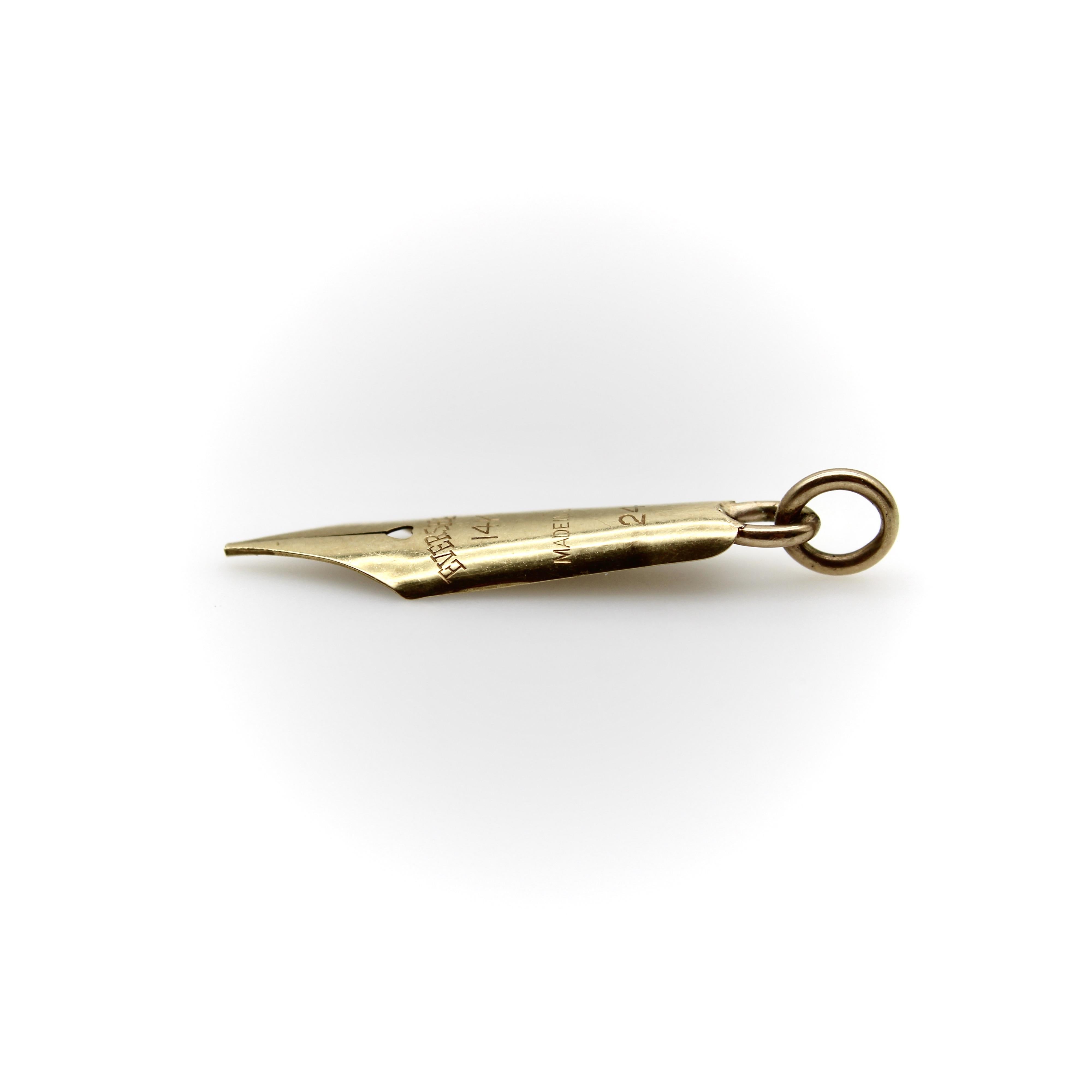Pendentif ou breloque en or 14K pour stylo Eversharp Bon état - En vente à Venice, CA