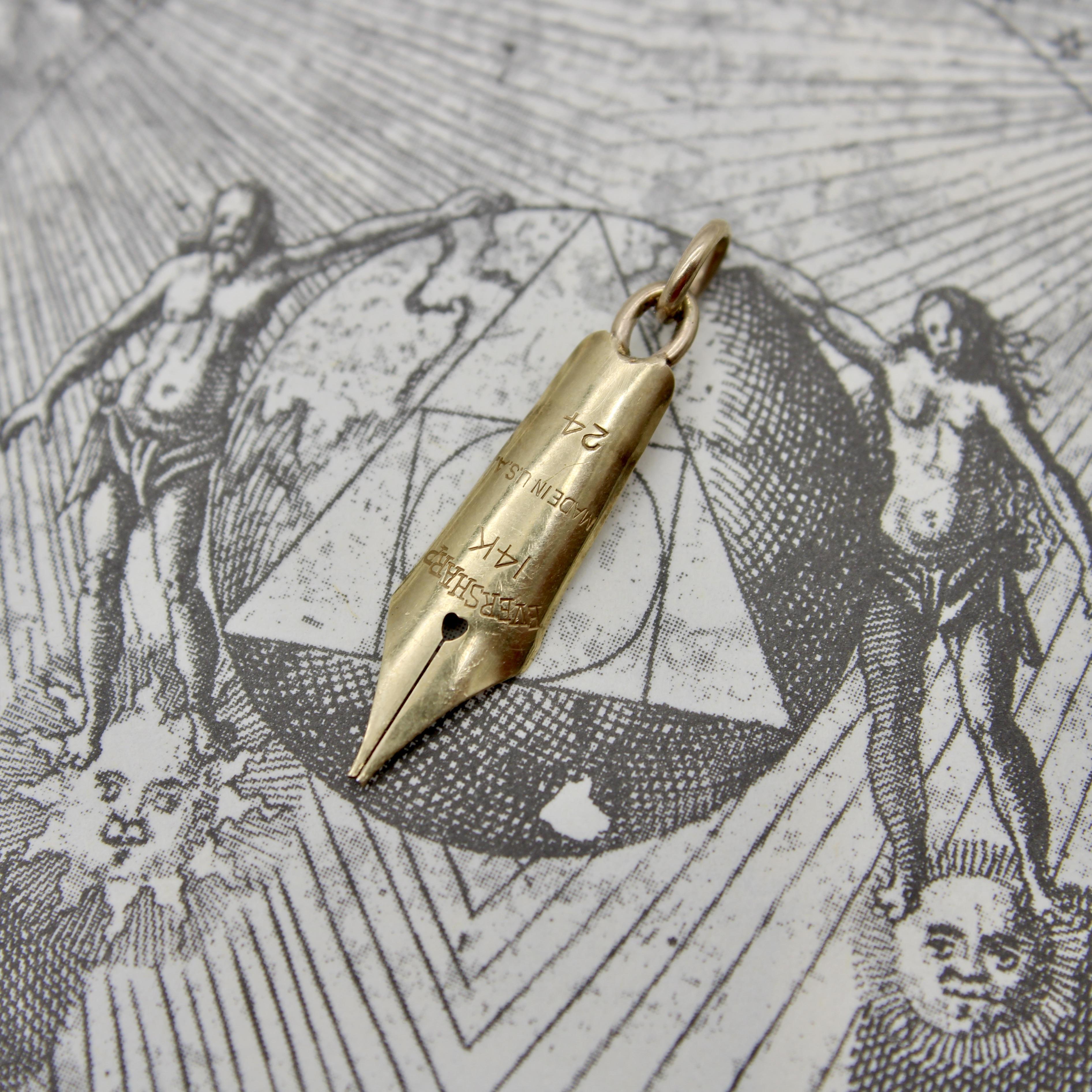 Pendentif ou breloque en or 14K pour stylo Eversharp en vente 1