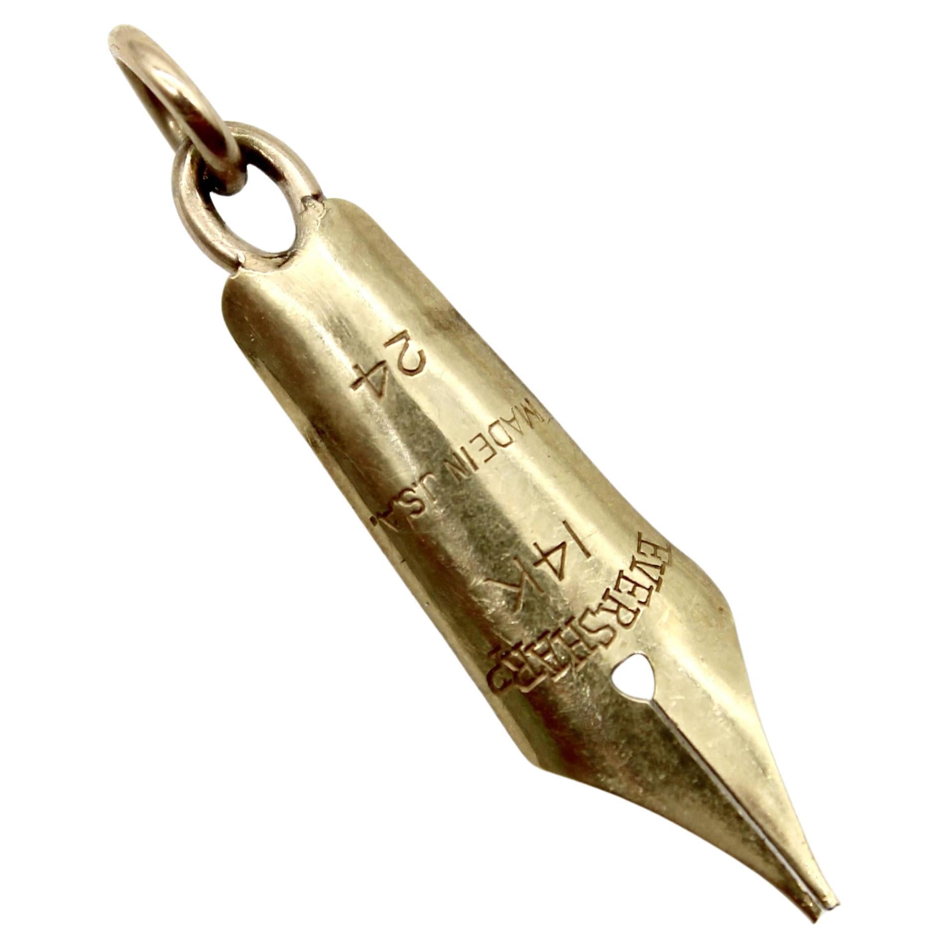 Pendentif ou breloque en or 14K pour stylo Eversharp en vente