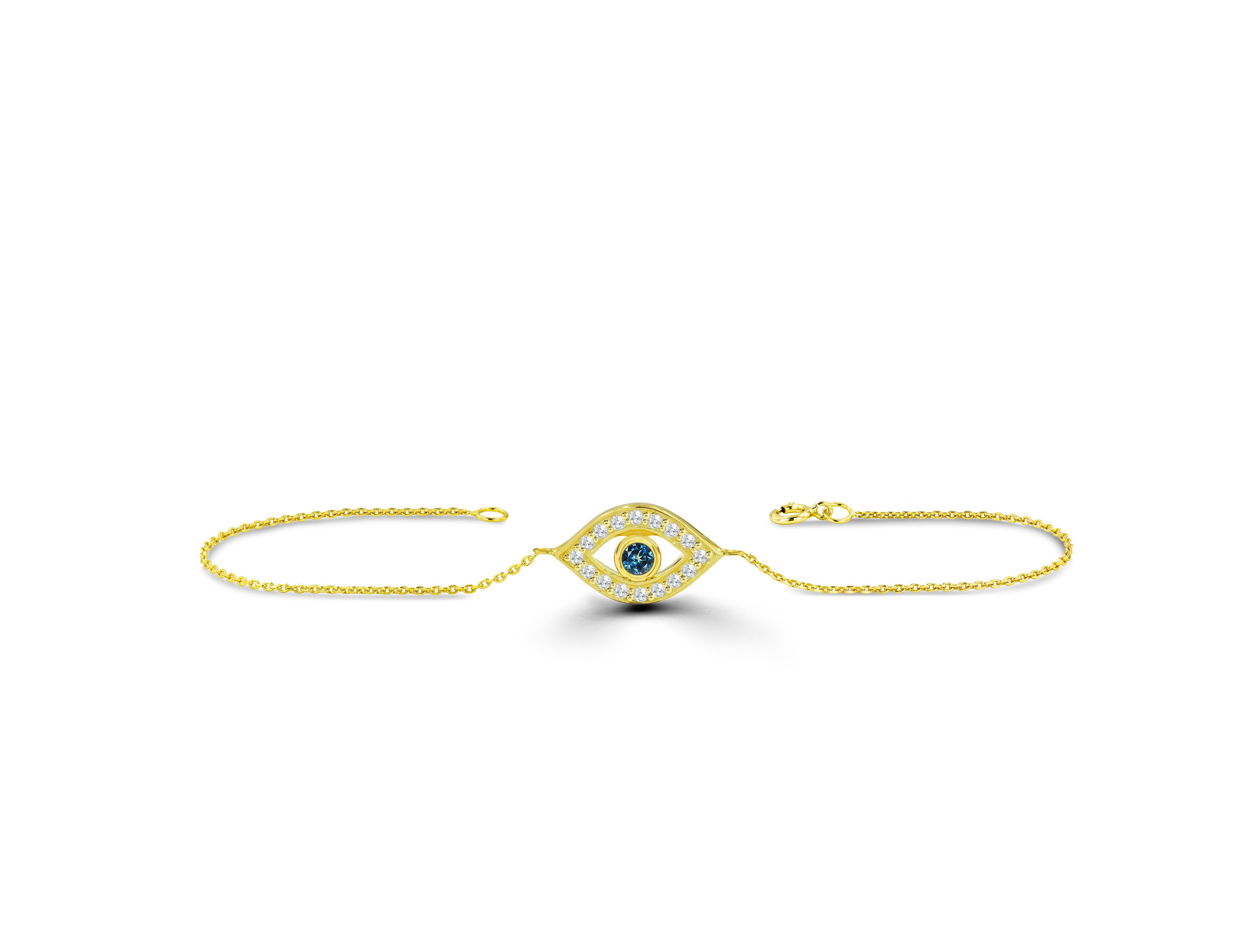 Evil Eye Armband aus 14-Karat-Gold  (Moderne) im Angebot