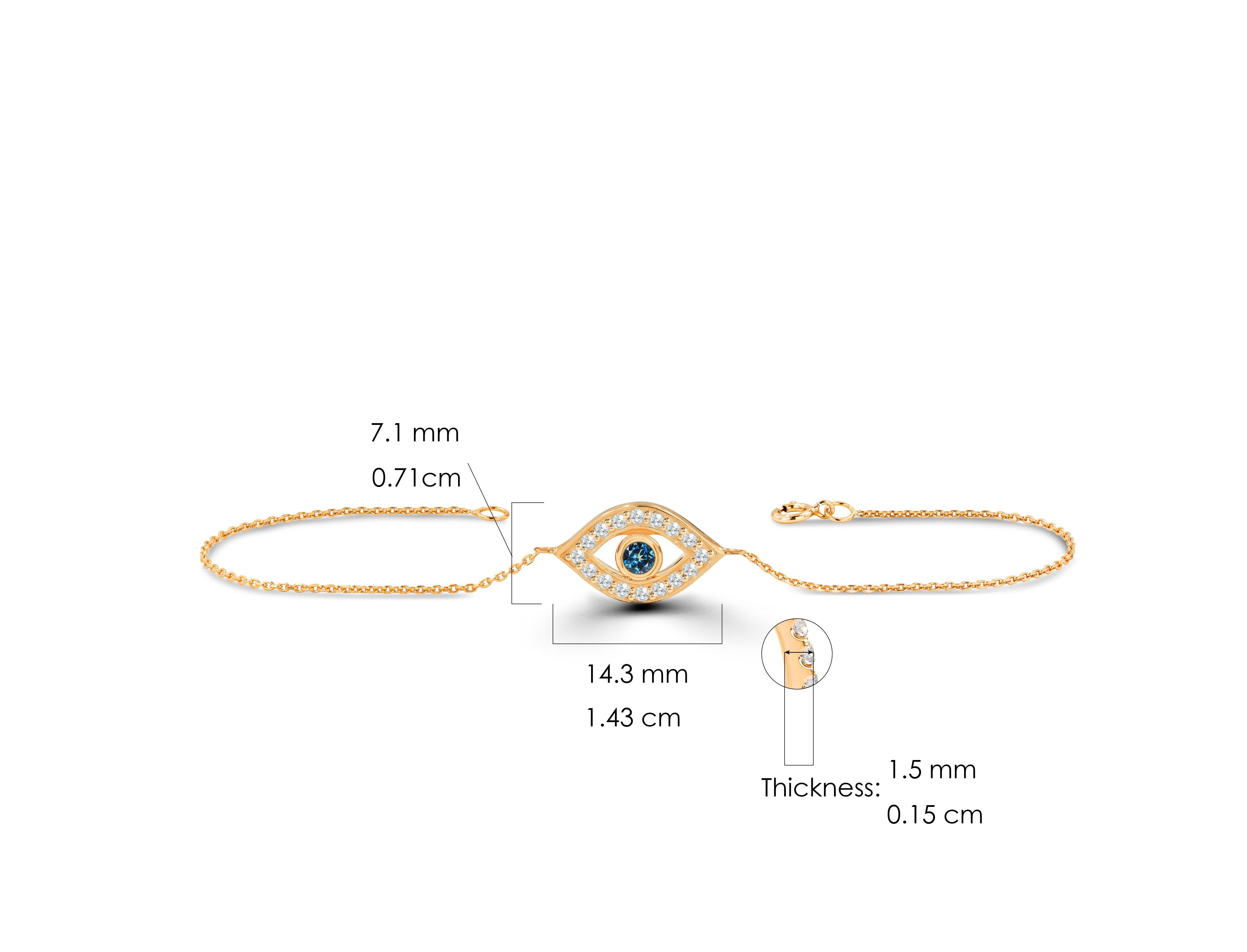 14K Gold Evil Eye Bracelet  In New Condition For Sale In Bangkok, TH