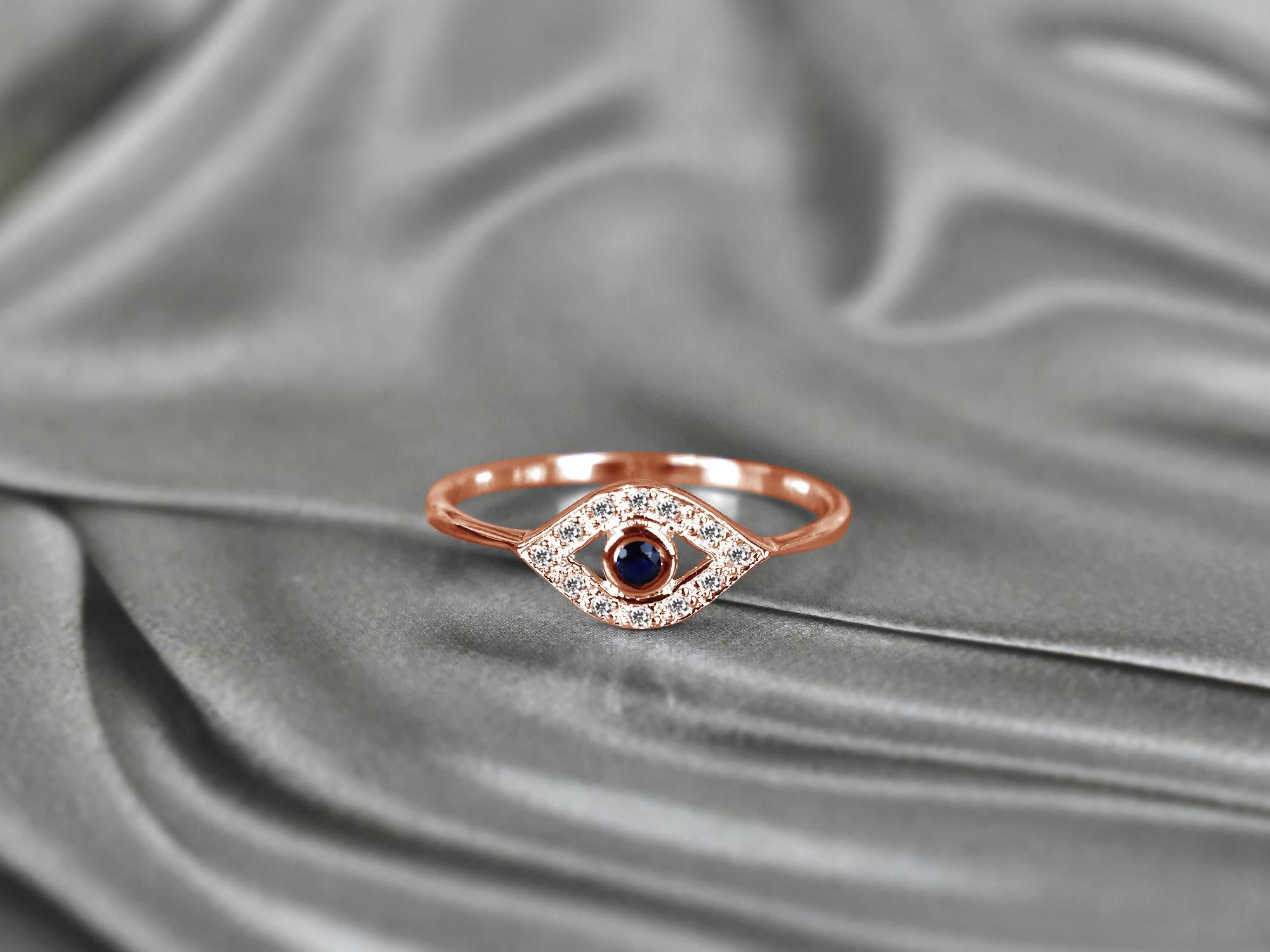 For Sale:  14k Gold Evil Eye Gemstone Ring Birthstone Ring 2