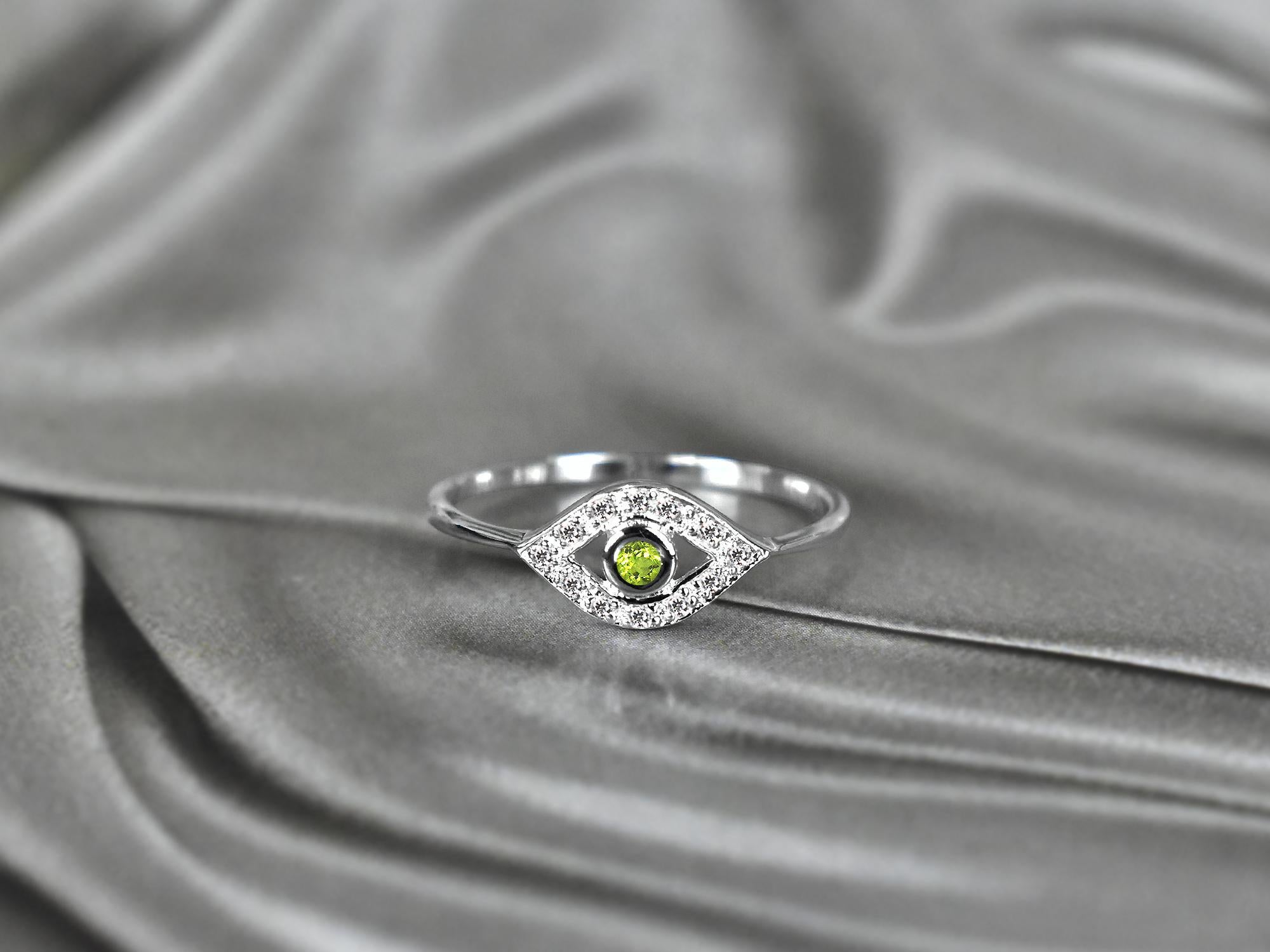 For Sale:  14k Gold Evil Eye Gemstone Ring Birthstone Ring 8