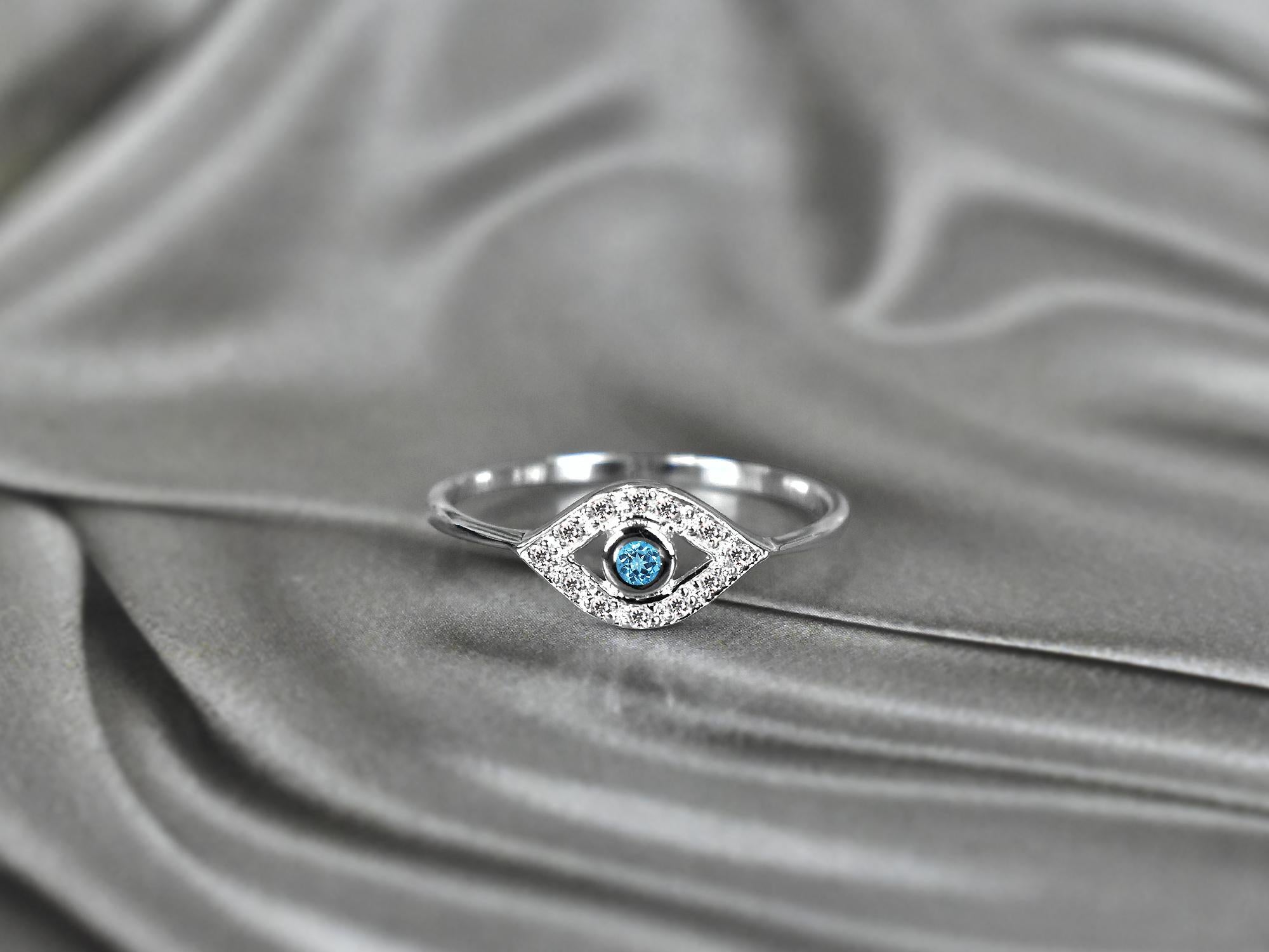 For Sale:  14k Gold Evil Eye Gemstone Ring Birthstone Ring 9