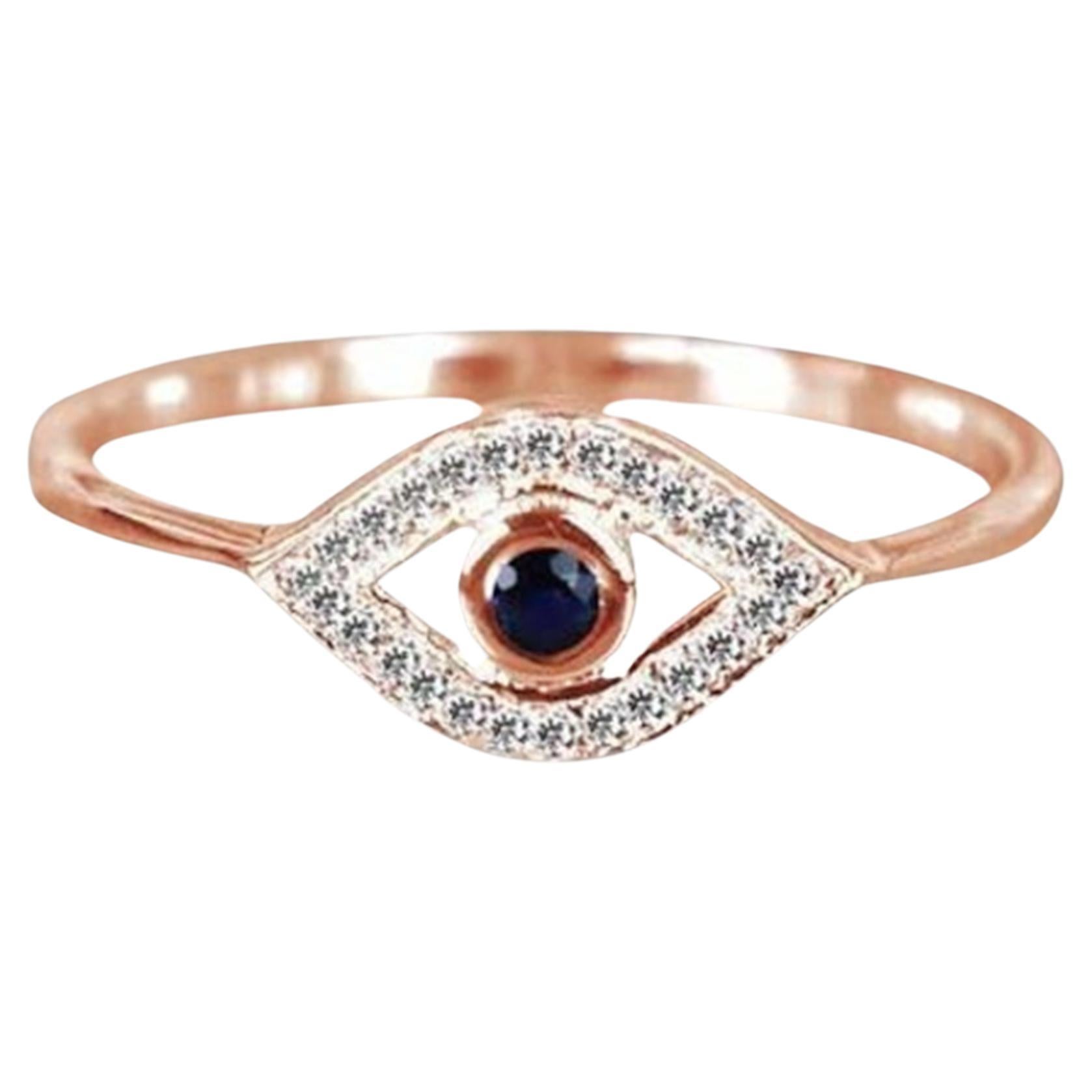 For Sale:  14k Gold Evil Eye Gemstone Ring Birthstone Ring