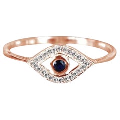 14k Gold Evil Eye Gemstone Ring Birthstone Ring