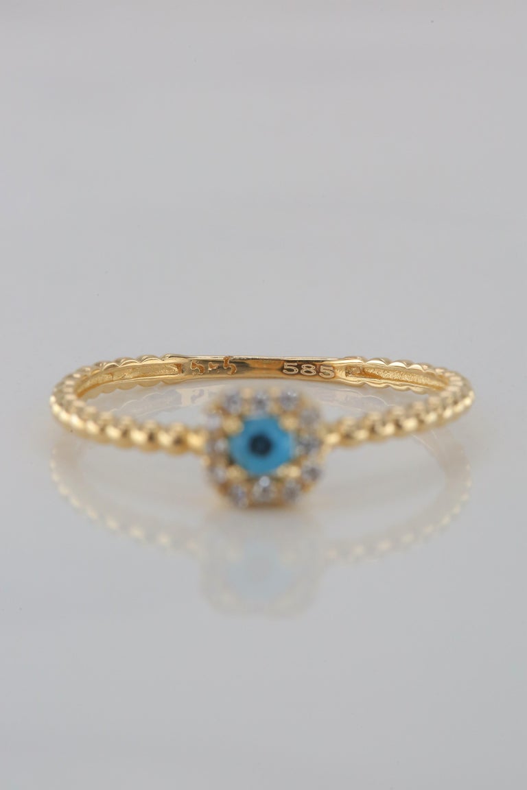 undefined 14K Gold Eye Ring with Pave Setting 6