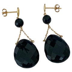 14k Gold Faceted Black Onyx design Earrings