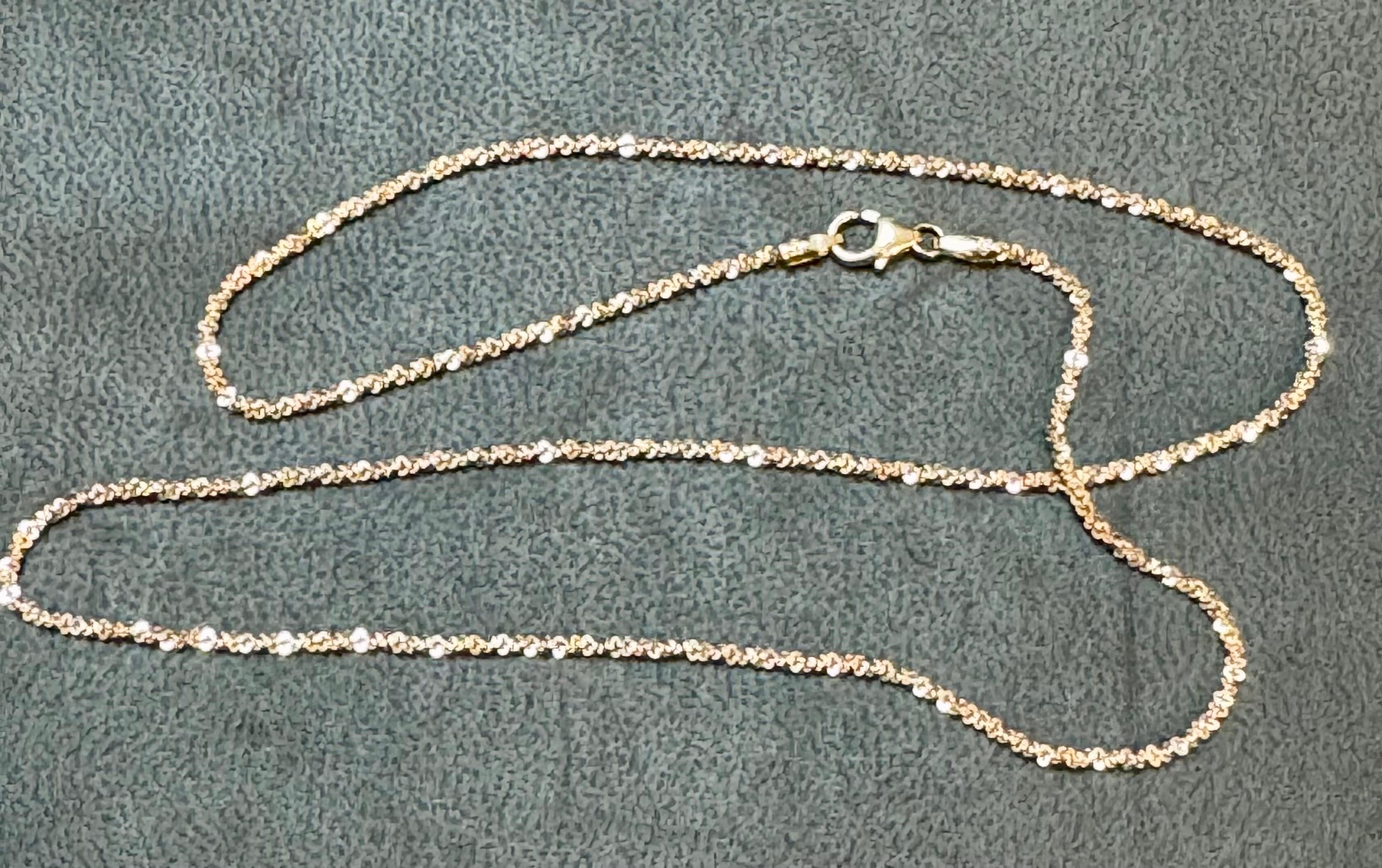 14k Gold Fancy Diamond Cut Italian Rose Gold  Chain, 18