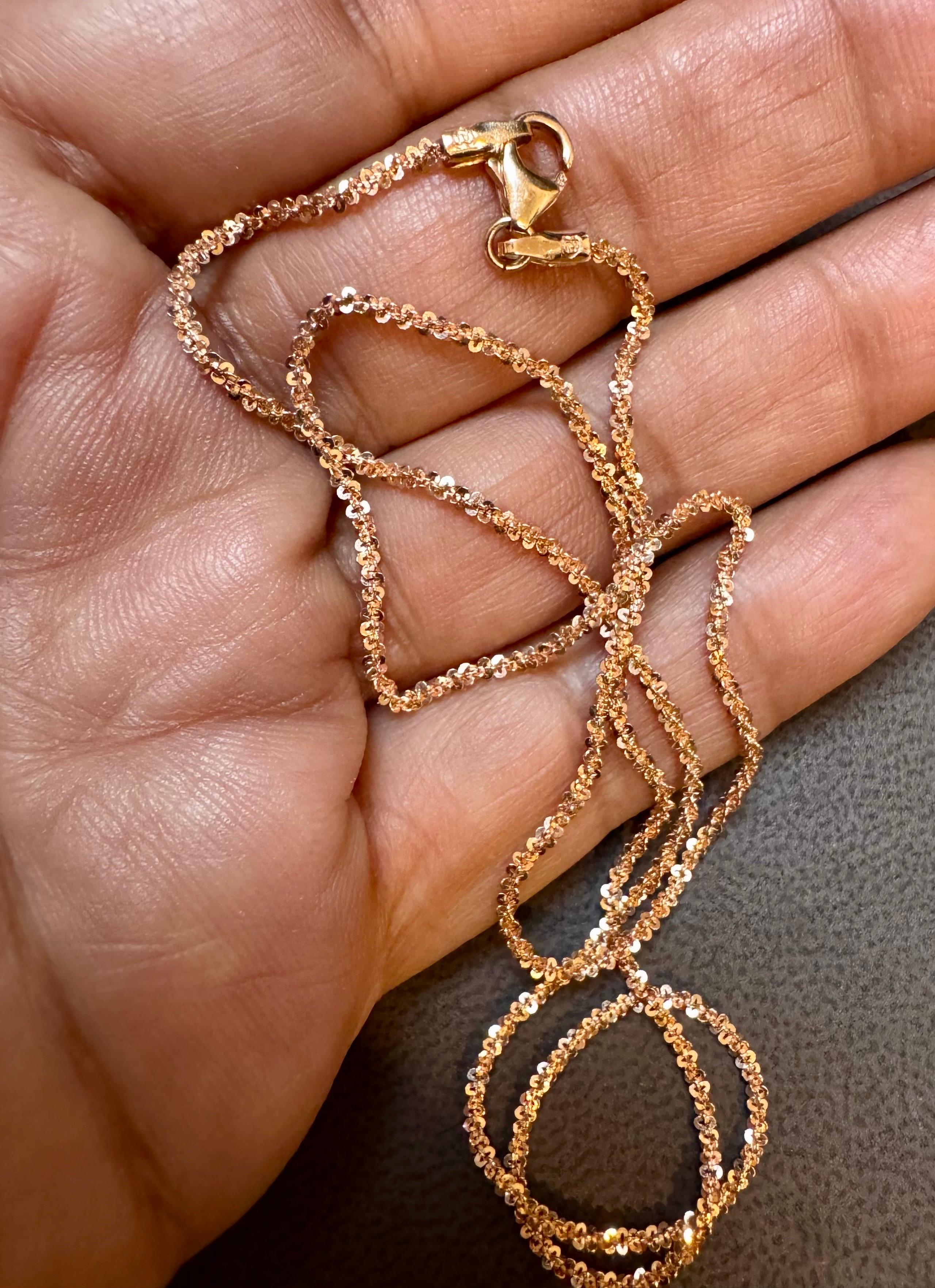 14k Gold Fancy Diamond Cut Italian Rose Gold  Chain, 18