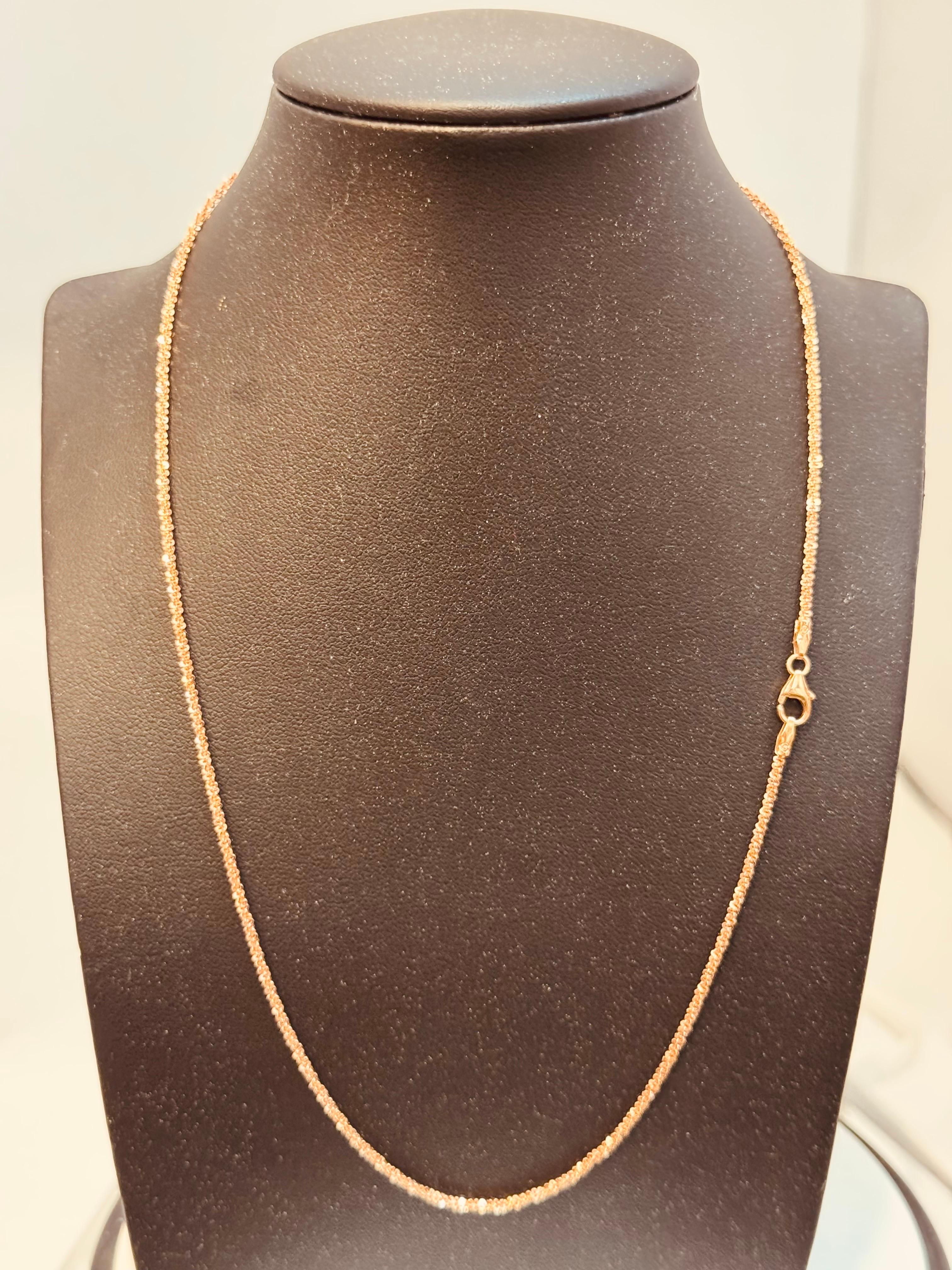 14k Gold Fancy Diamond Cut Italian Rose Gold  Chain, 18