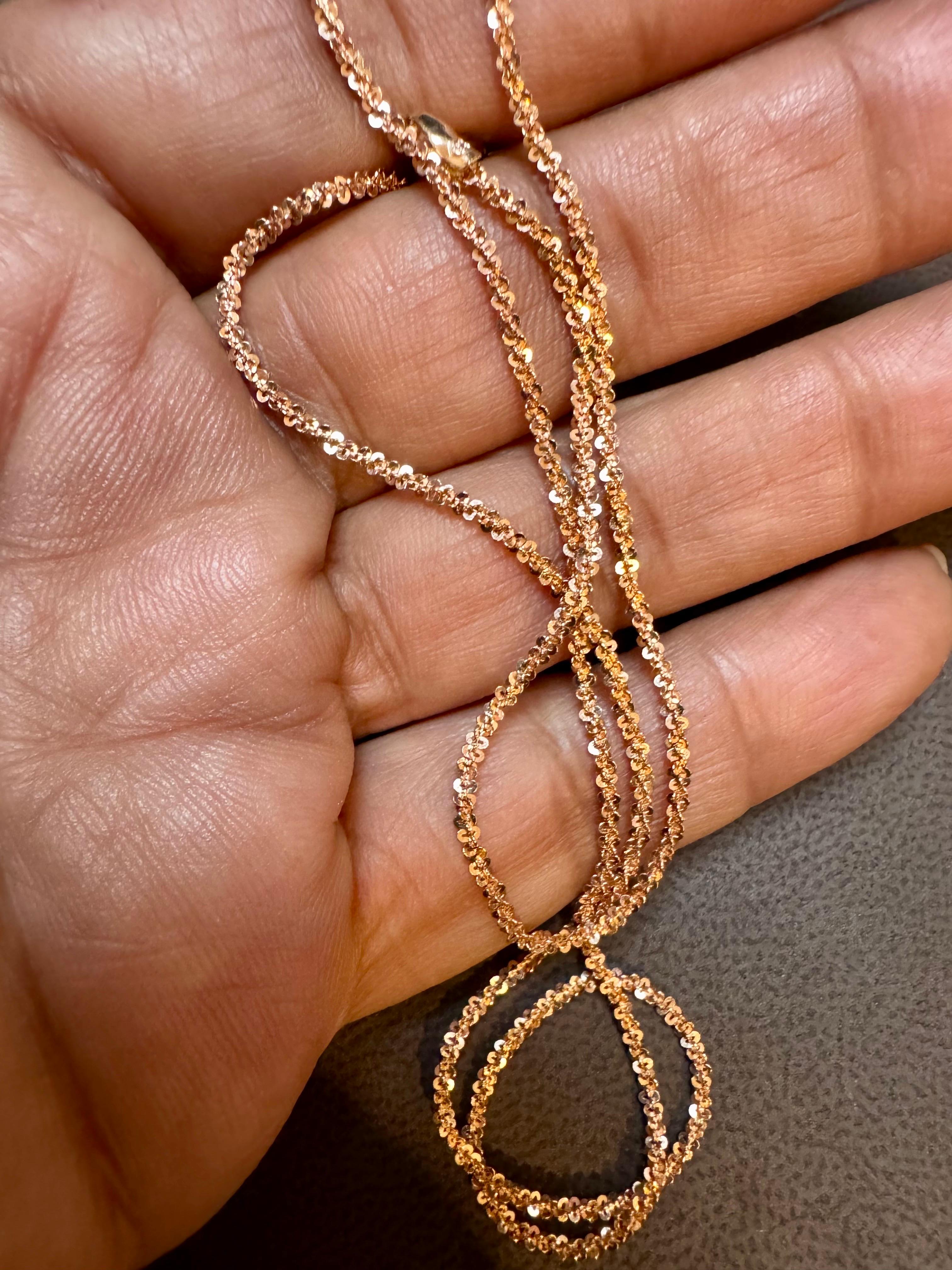 14k Gold Fancy Diamond Cut Italian Rose Gold  Chain, 18