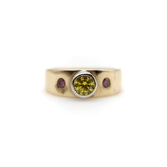 14K Gold Fancy Yellow and Pink Diamond Ring by MWM Goldsmithing