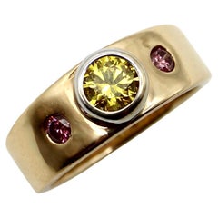  14K Gold Fancy Yellow and Pink Diamond Ring by MWM Goldsmithing