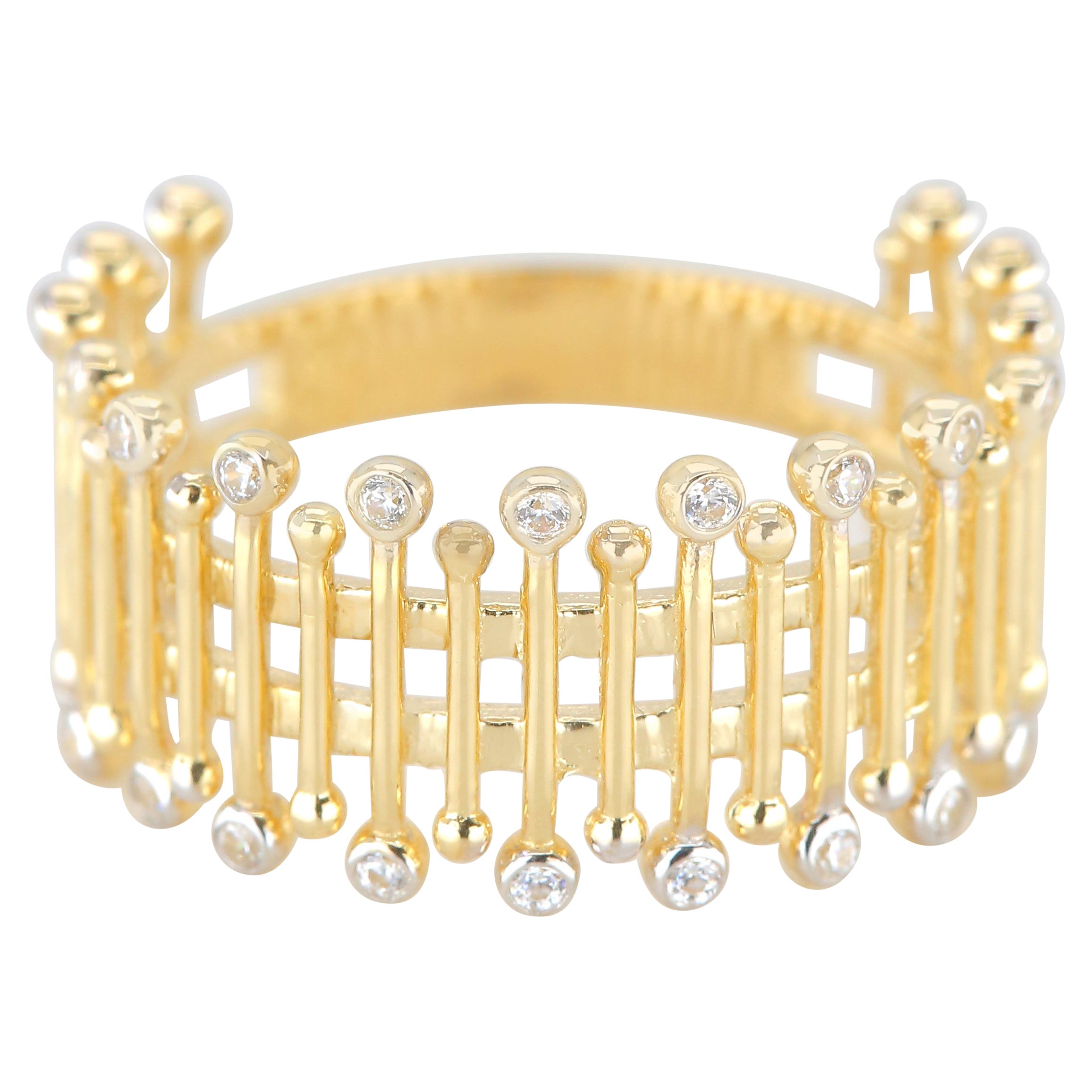 Anello a forma di steccato in oro 14K, anello a forma di steccato, anello a forma di steccato in oro 14K