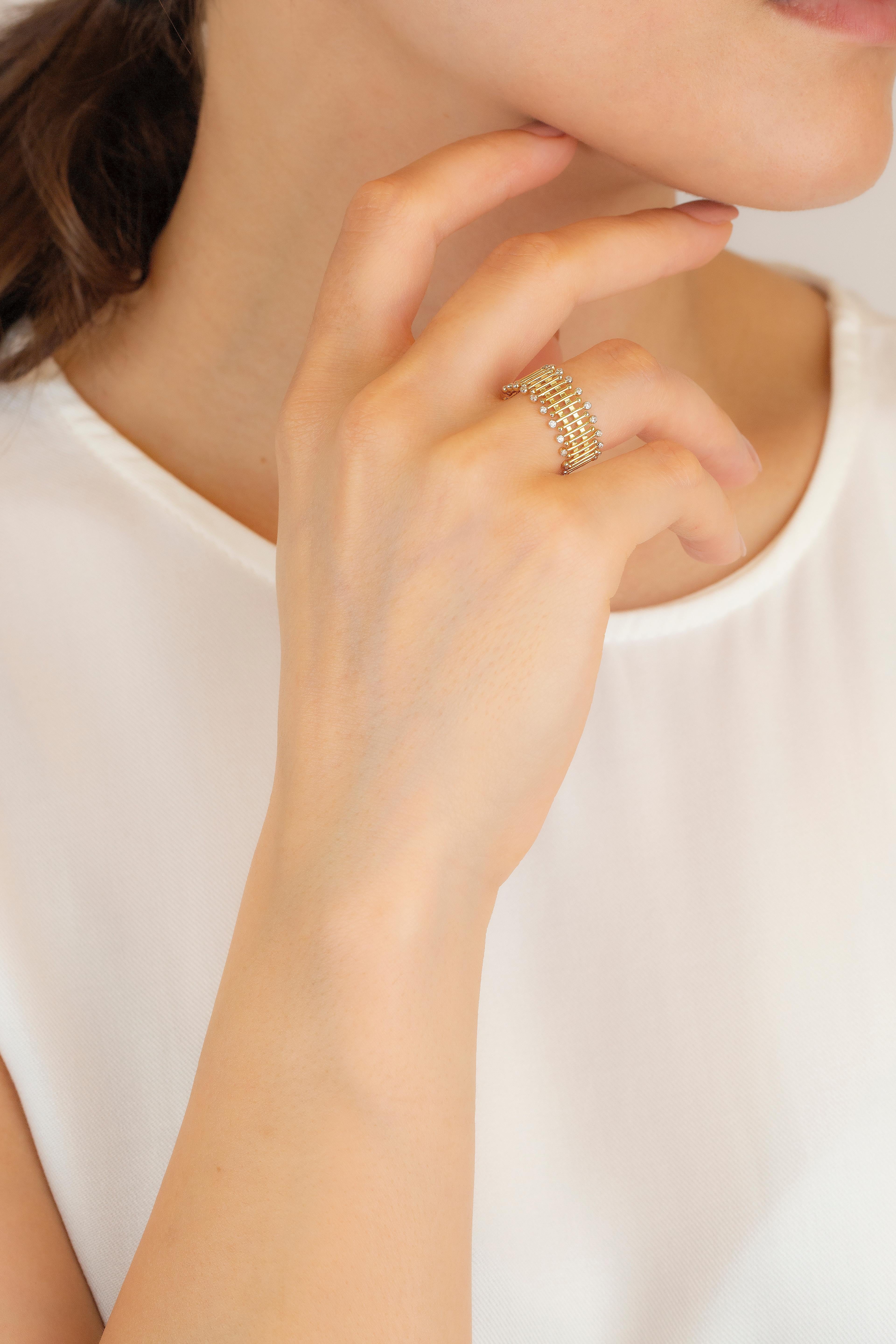 For Sale:  14K Gold Fence Ring, Dainty Fence Ring, 14K Gold Dainty Fence Shaped Ring 2