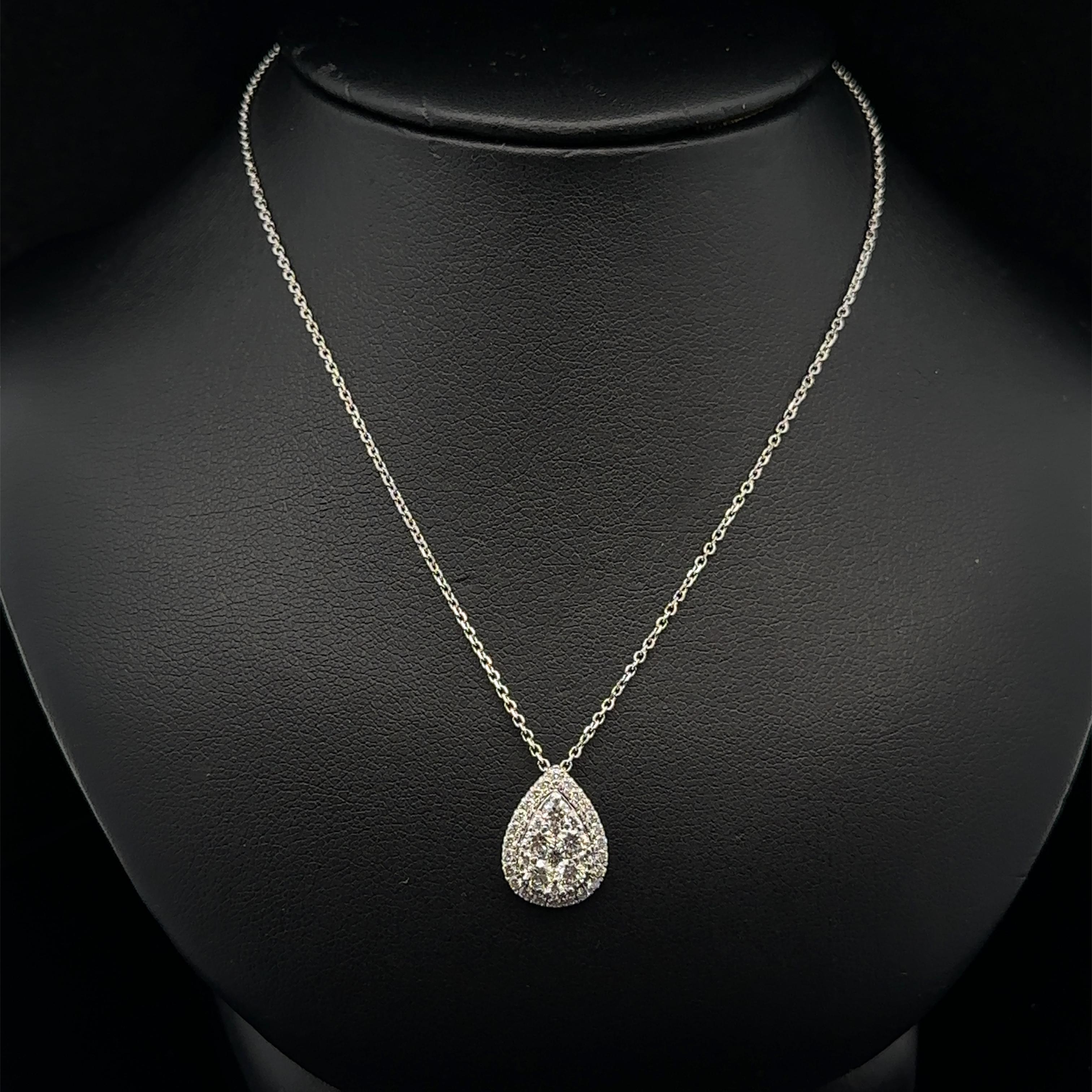 Collana regolabile in oro 14k con ciondolo a goccia con diamante da 0,80 ct. in vendita 5