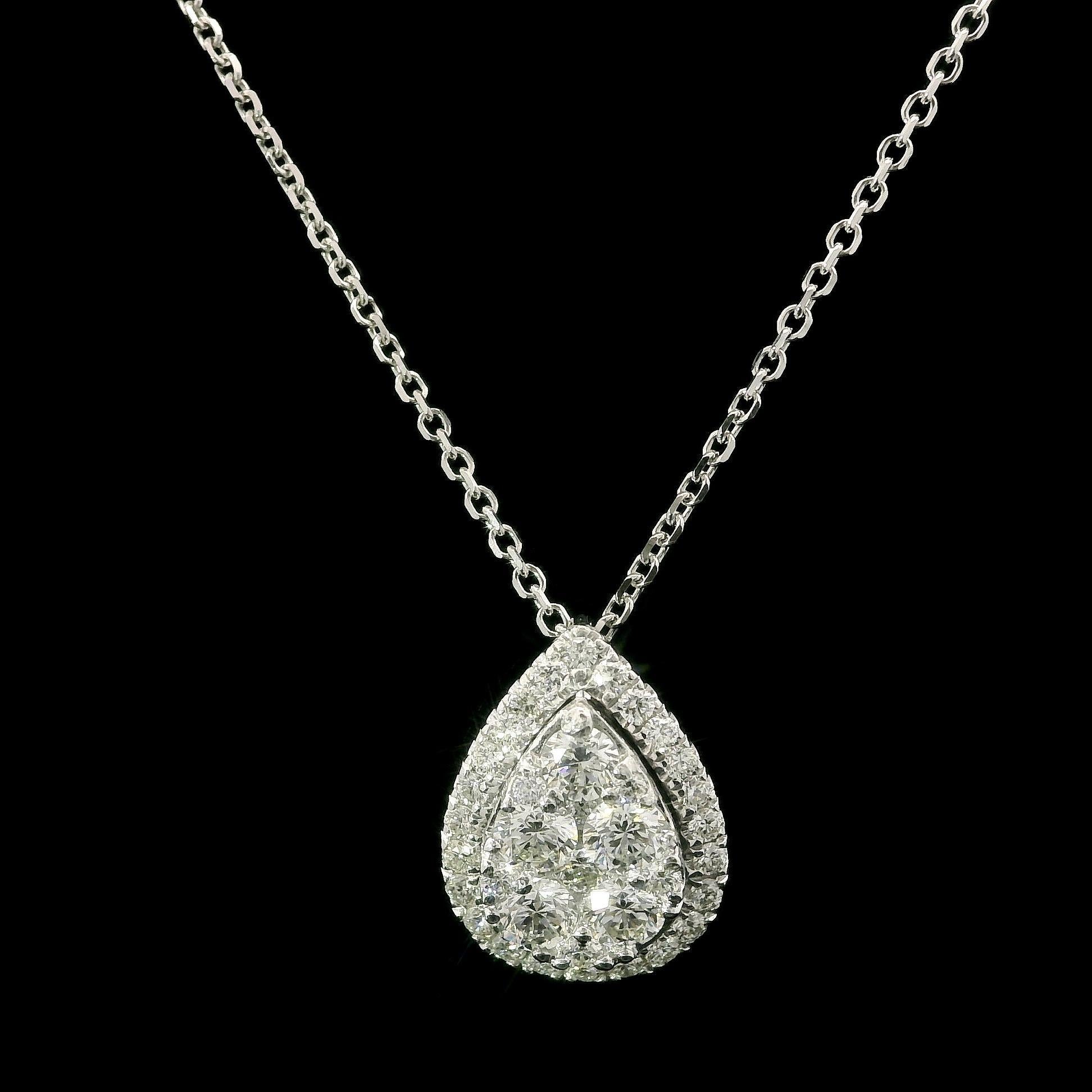 -A. Stone
(35) Diamanti naturali autentici - Taglio rotondo a brillante - Pave e Prong Set - Colore G/H - Purezza VS2/SI1 - Diamanti taglio brillante - 0,80ctw (circa)

Materiale: Oro bianco massiccio 14k
Peso: 3.21 grammi
Tipo di catena: Regolabile