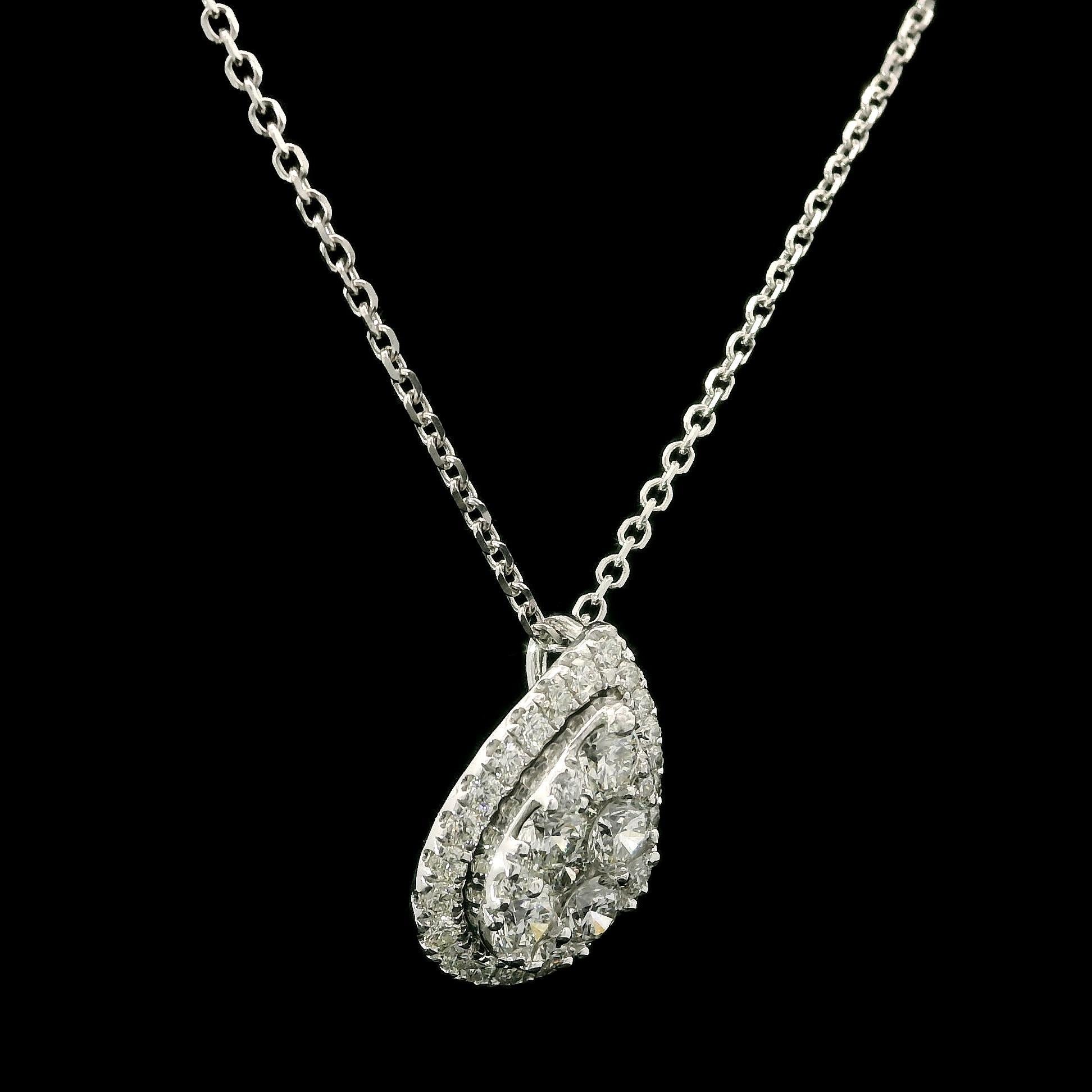 Taglio brillante Collana regolabile in oro 14k con ciondolo a goccia con diamante da 0,80 ct. in vendita