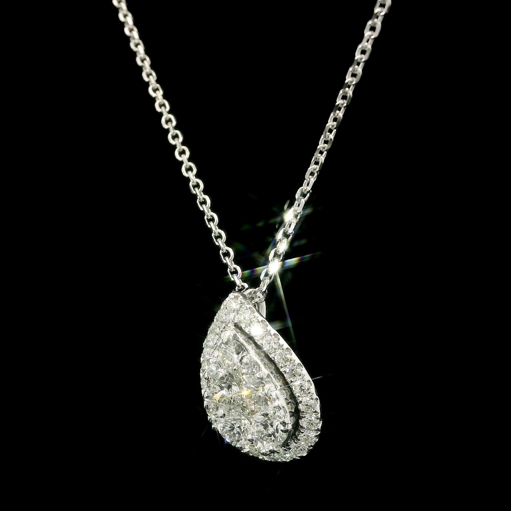 Collana regolabile in oro 14k con ciondolo a goccia con diamante da 0,80 ct. In condizioni ottime in vendita a Montclair, NJ
