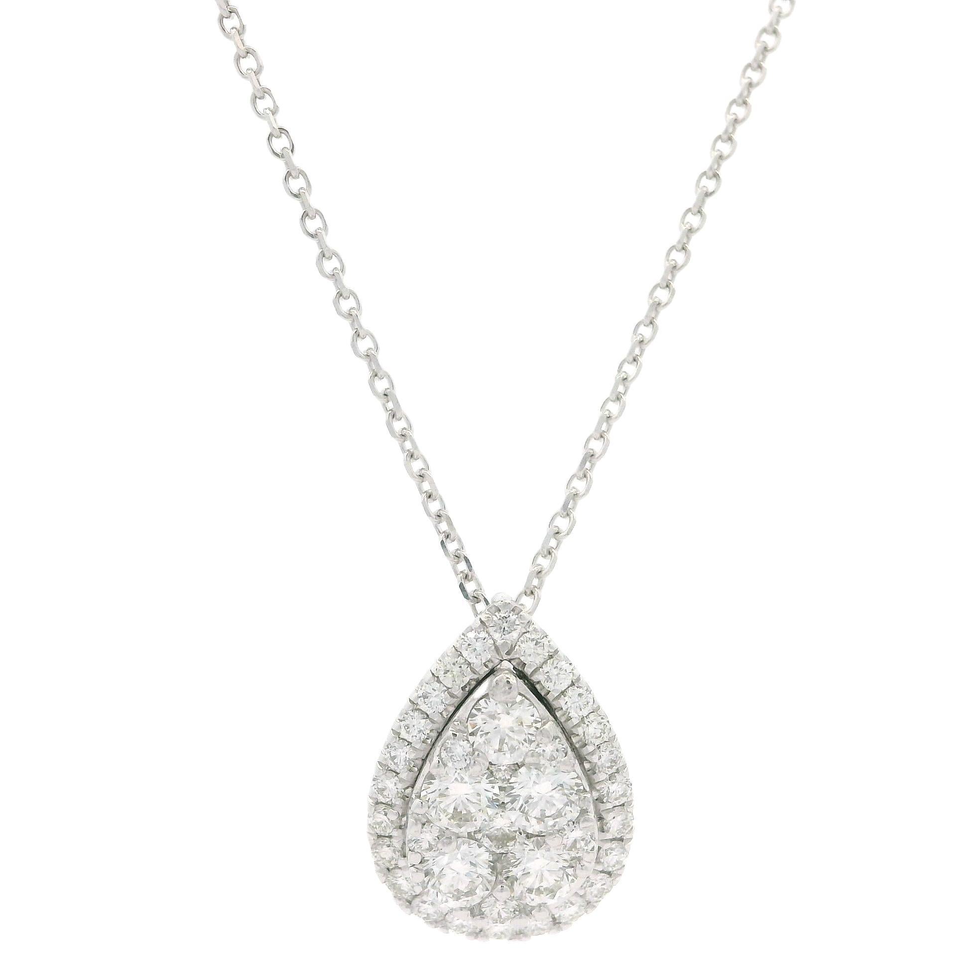 Collana regolabile in oro 14k con ciondolo a goccia con diamante da 0,80 ct. in vendita 1