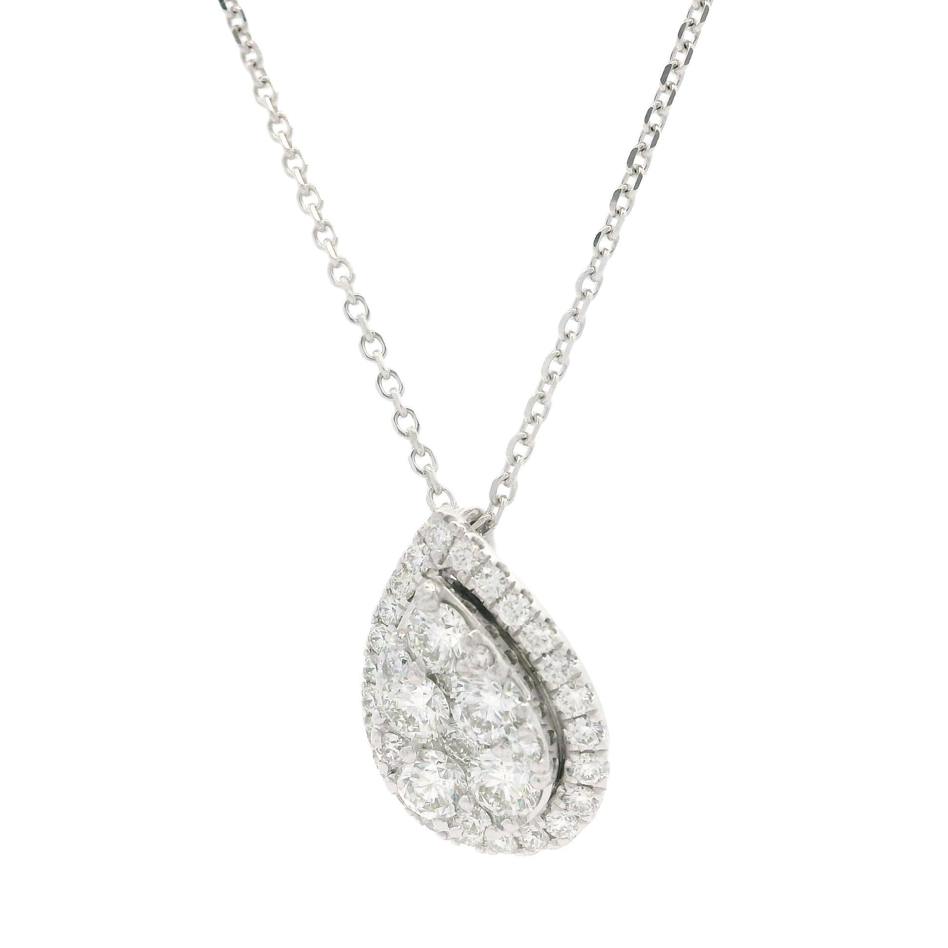 Collana regolabile in oro 14k con ciondolo a goccia con diamante da 0,80 ct. in vendita 3